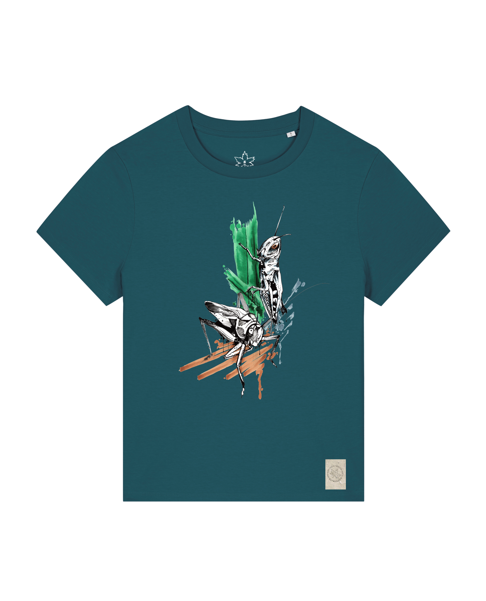bio-female-medium fit-tshirt-grassland population-sttw172-nordmanntanne-front