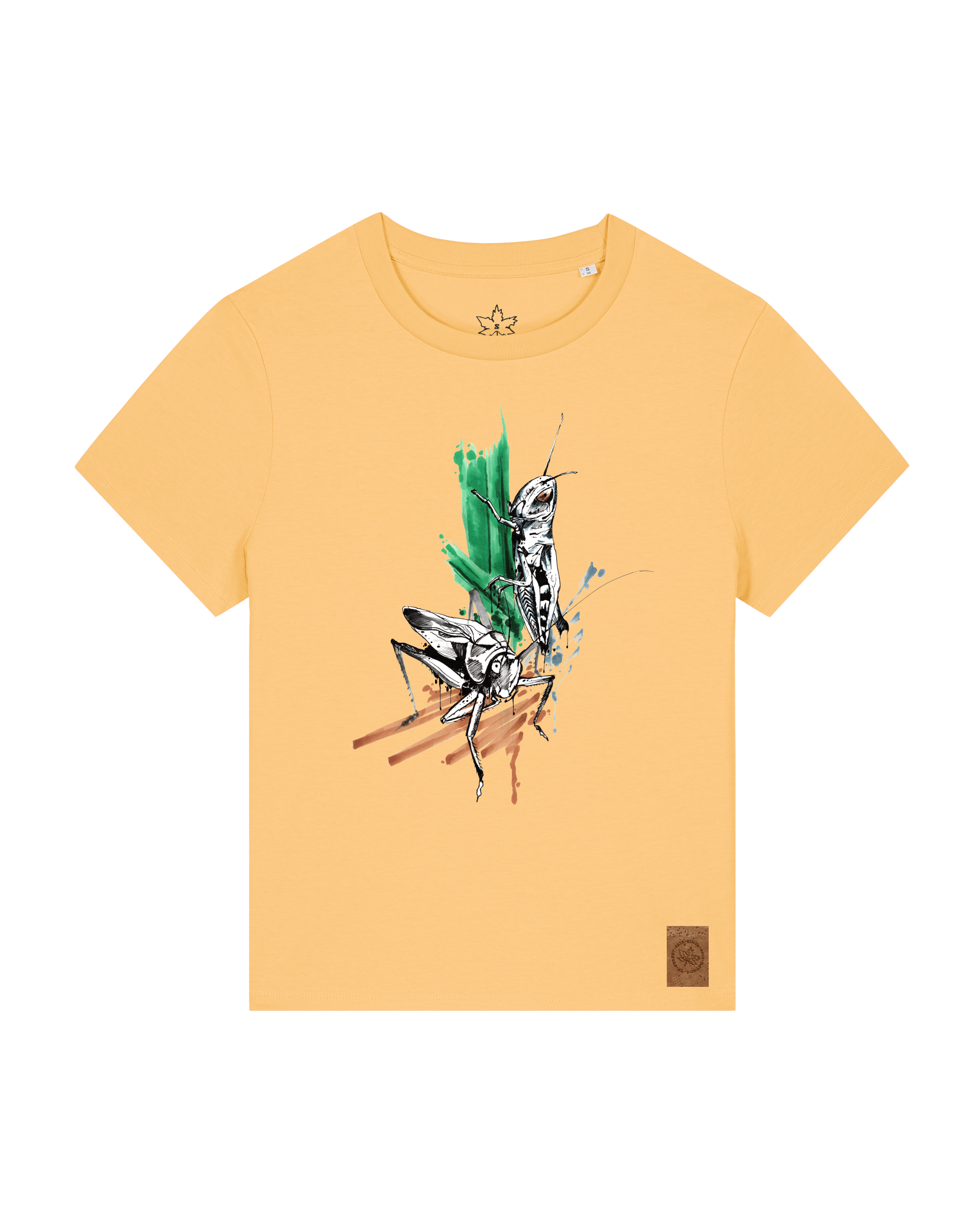 bio-female-medium fit-tshirt-grassland population-sttw172-senfkorn-front