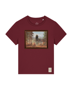 bio-female-medium fit-tshirt-herbst im riesengebirge-sttw172-burgunder rot-front