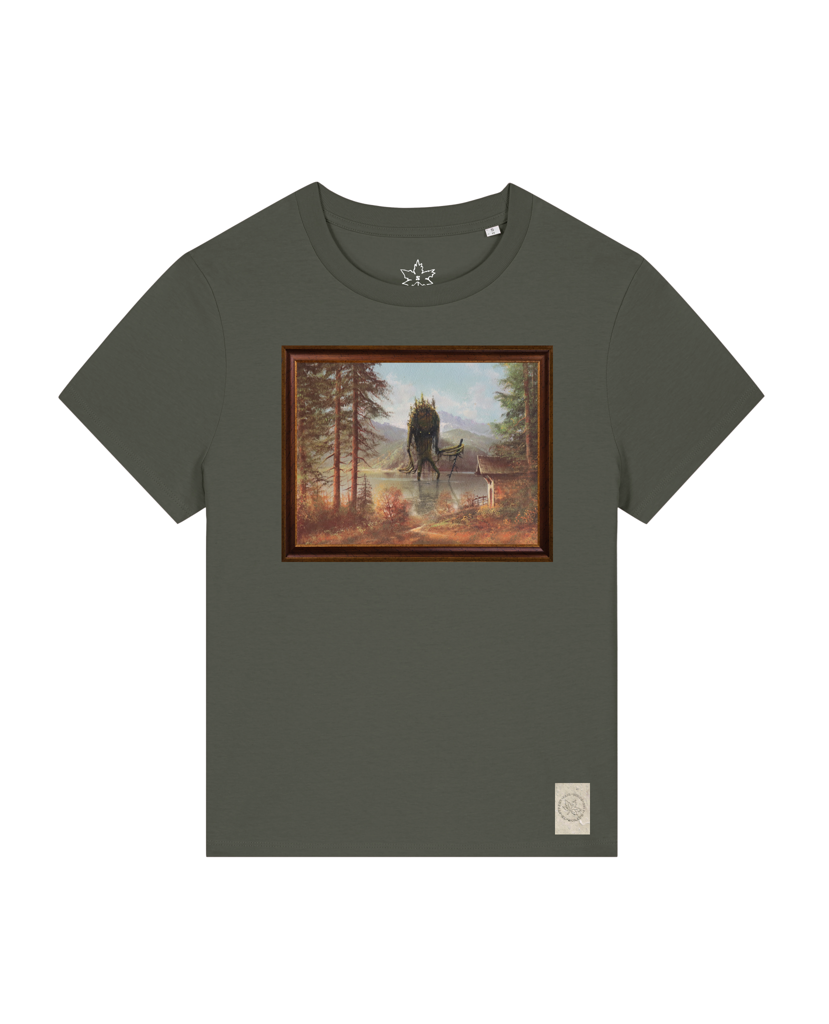 bio-female-medium fit-tshirt-herbst im riesengebirge-sttw172-grunkohl-front