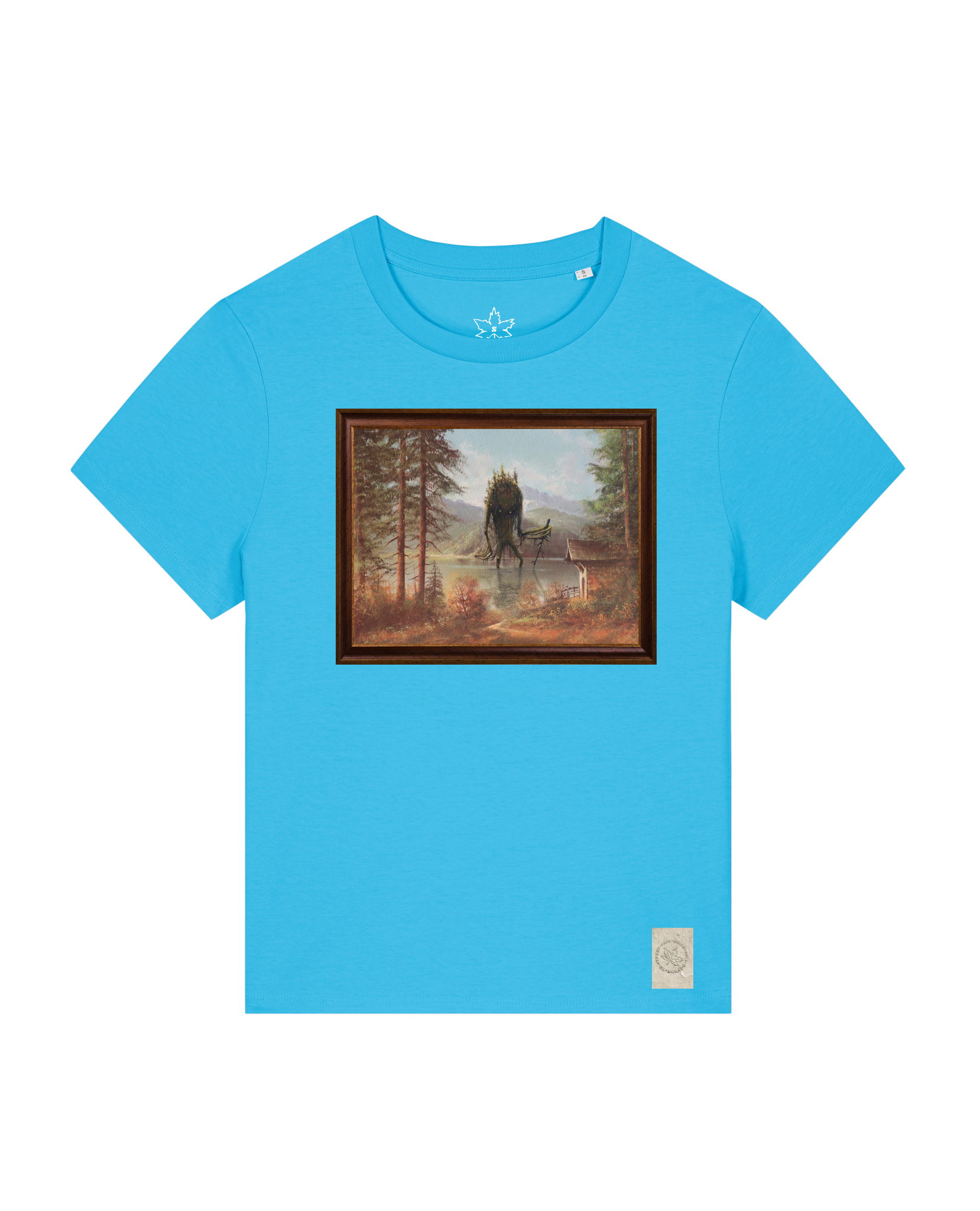 bio-female-medium fit-tshirt-herbst im riesengebirge-sttw172-wasserblau-front