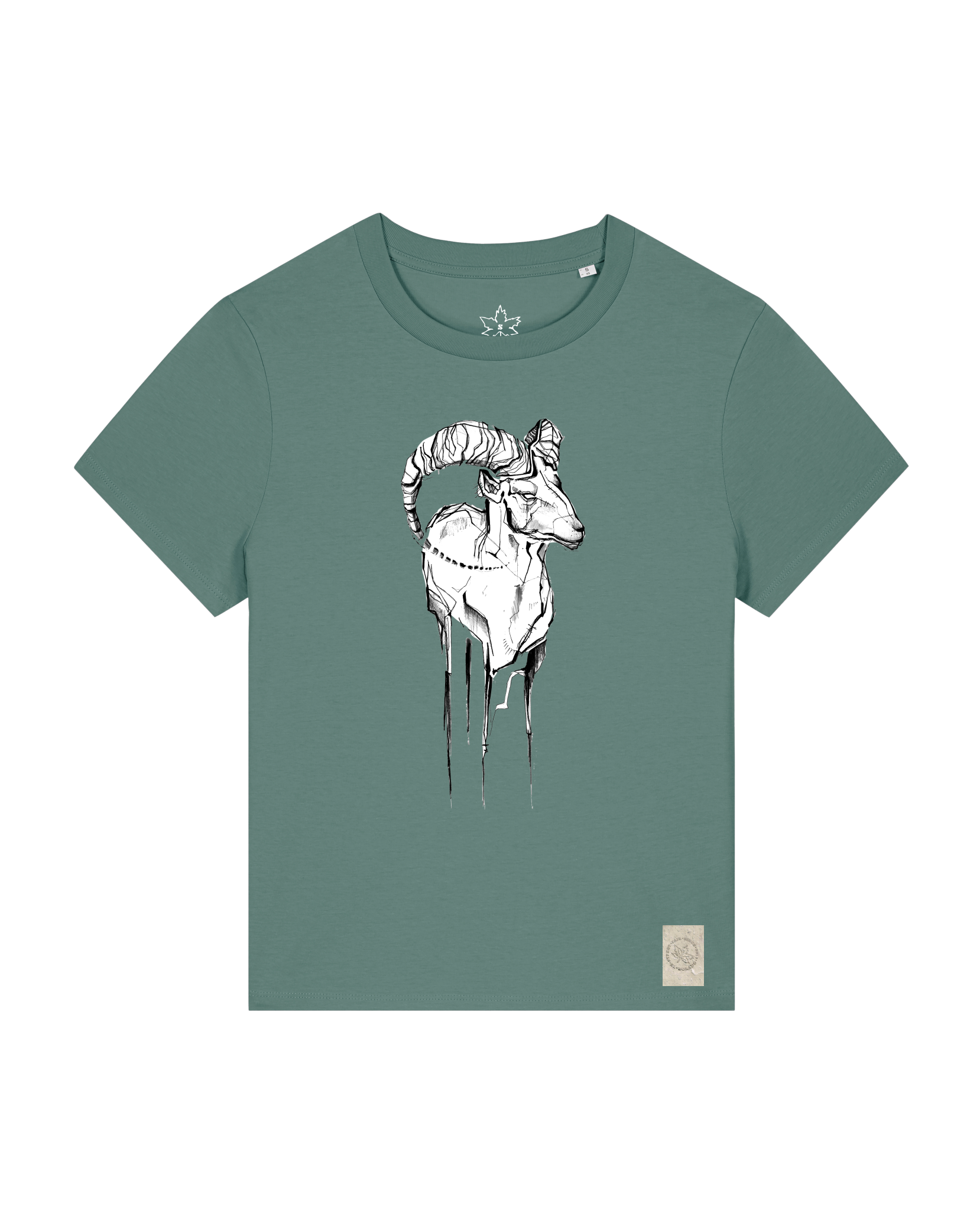 bio-female-medium fit-tshirt-ibex-sttw172-blautanne-front