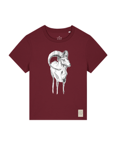 bio-female-medium fit-tshirt-ibex-sttw172-burgunder rot-front