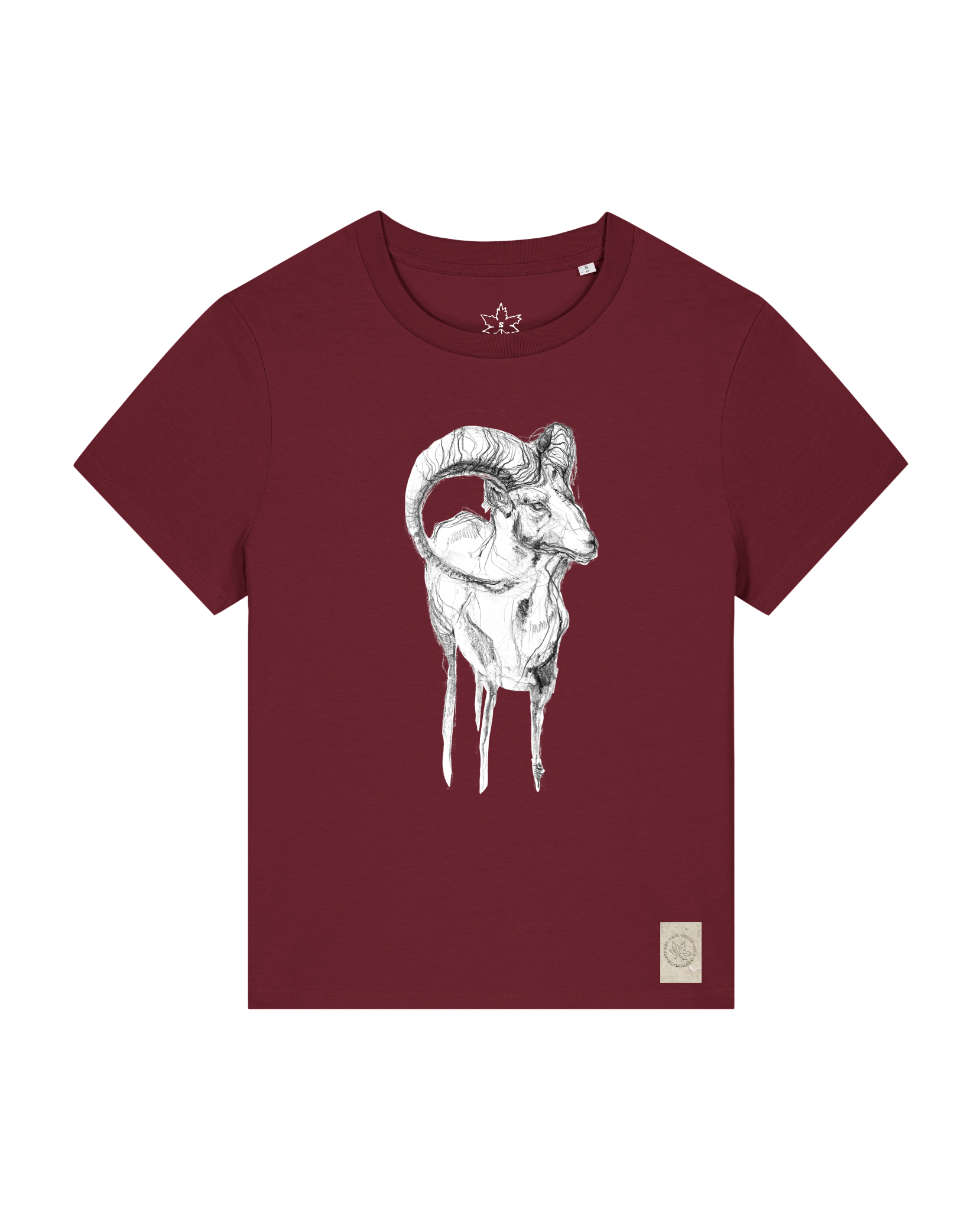 bio-female-medium fit-tshirt-ibex-sttw172-burgunder rot-front