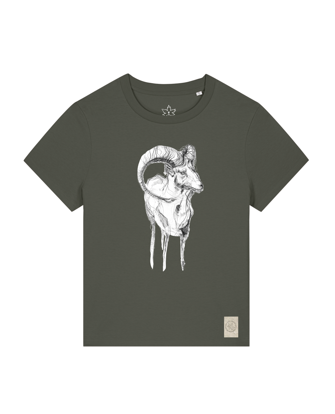 bio-female-medium fit-tshirt-ibex-sttw172-grunkohl-front