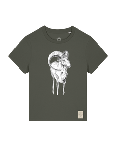 bio-female-medium fit-tshirt-ibex-sttw172-grunkohl-front