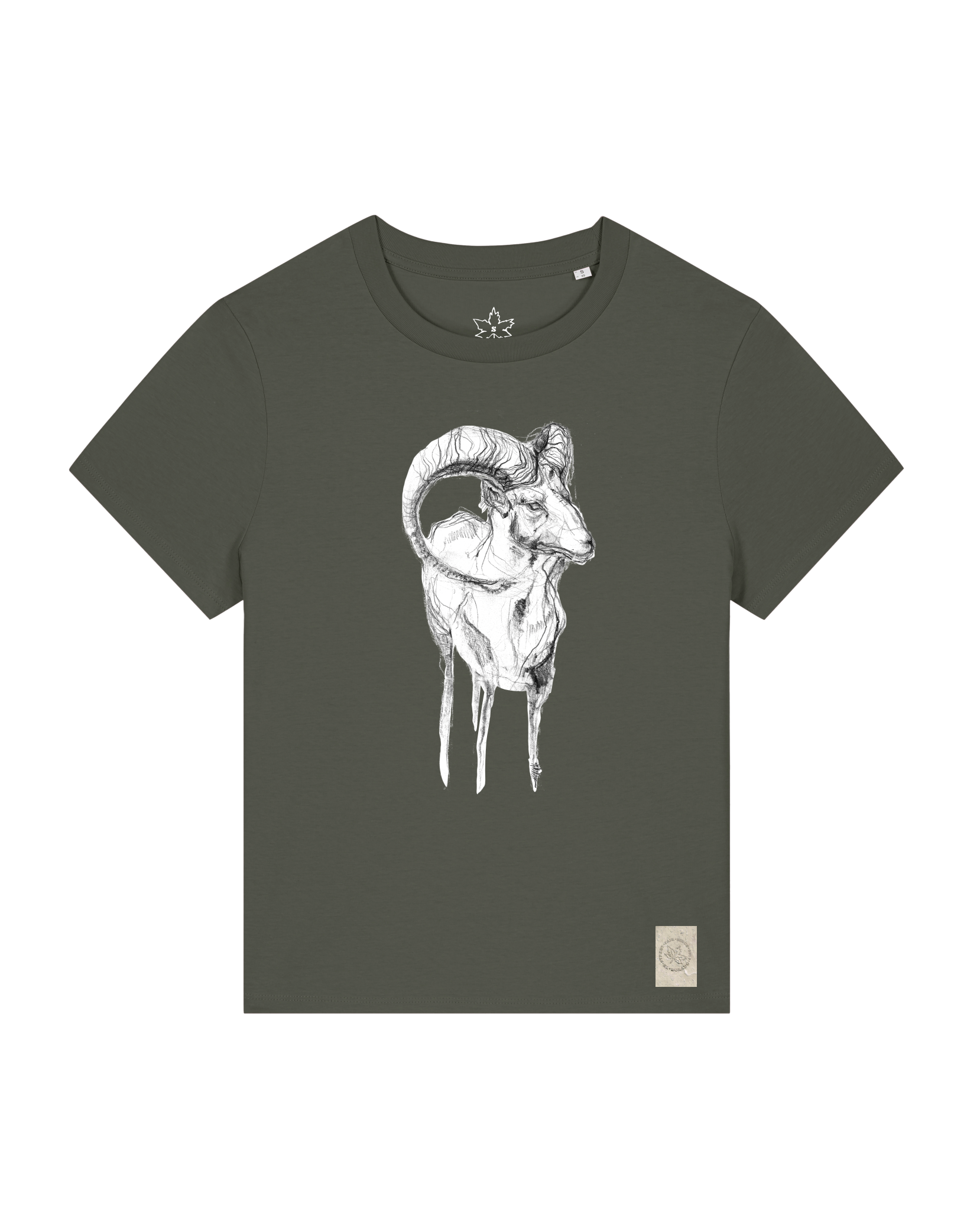 bio-female-medium fit-tshirt-ibex-sttw172-grunkohl-front