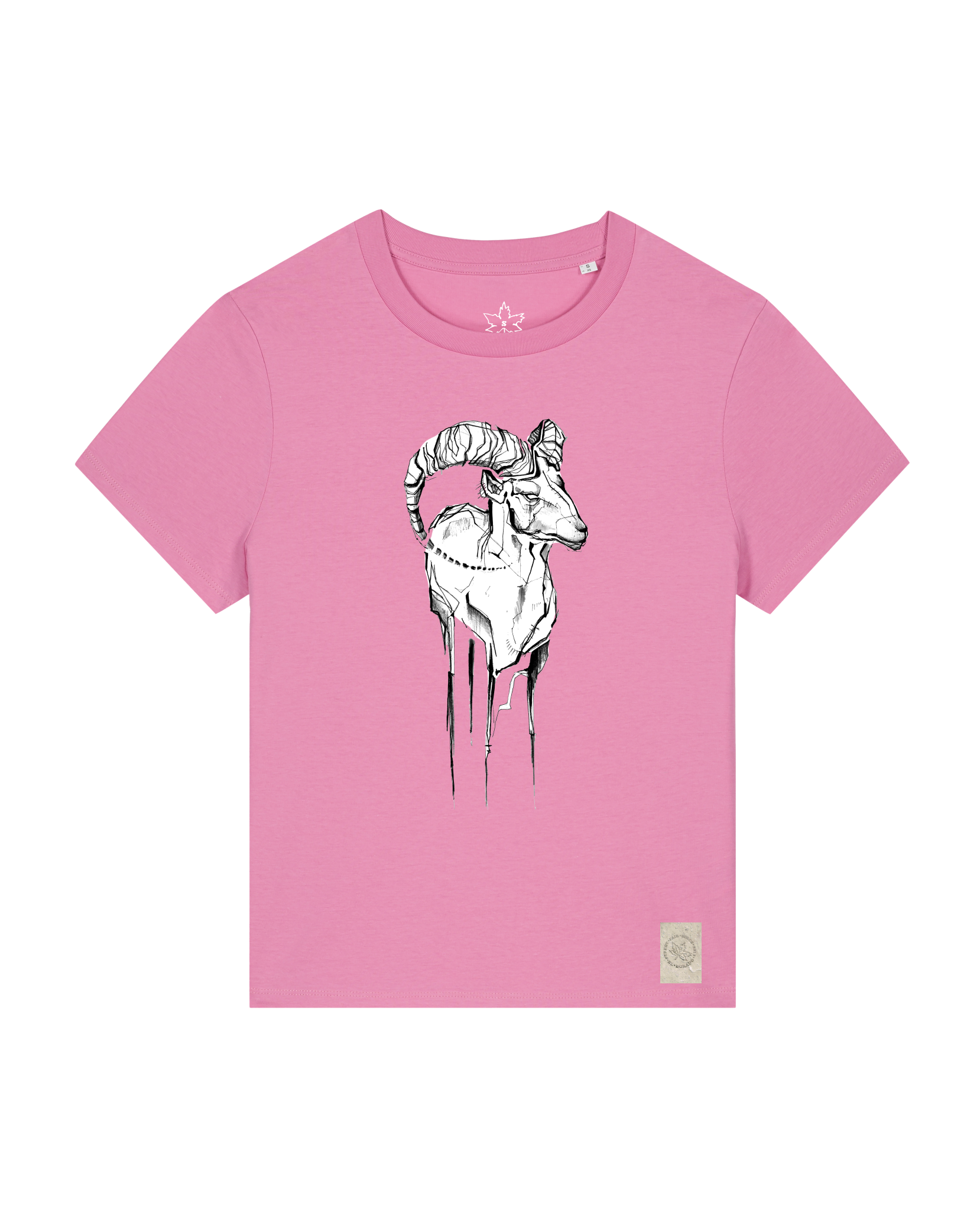 bio-female-medium fit-tshirt-ibex-sttw172-kaugummi-front