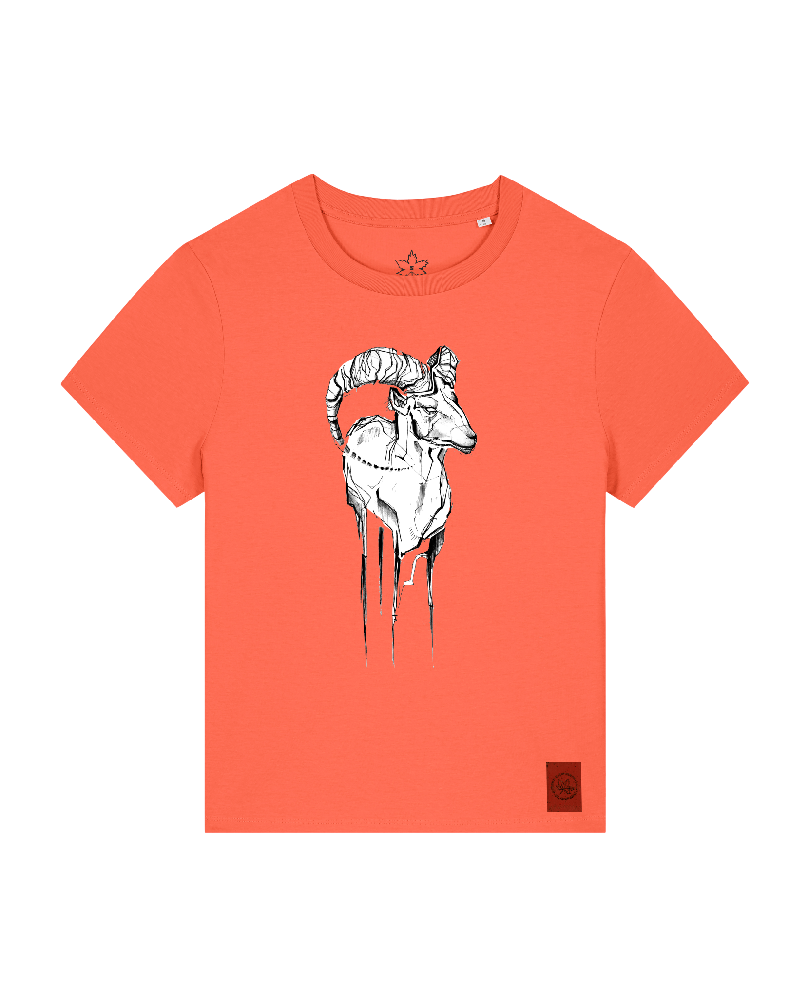 bio-female-medium fit-tshirt-ibex-sttw172-mandarine-front