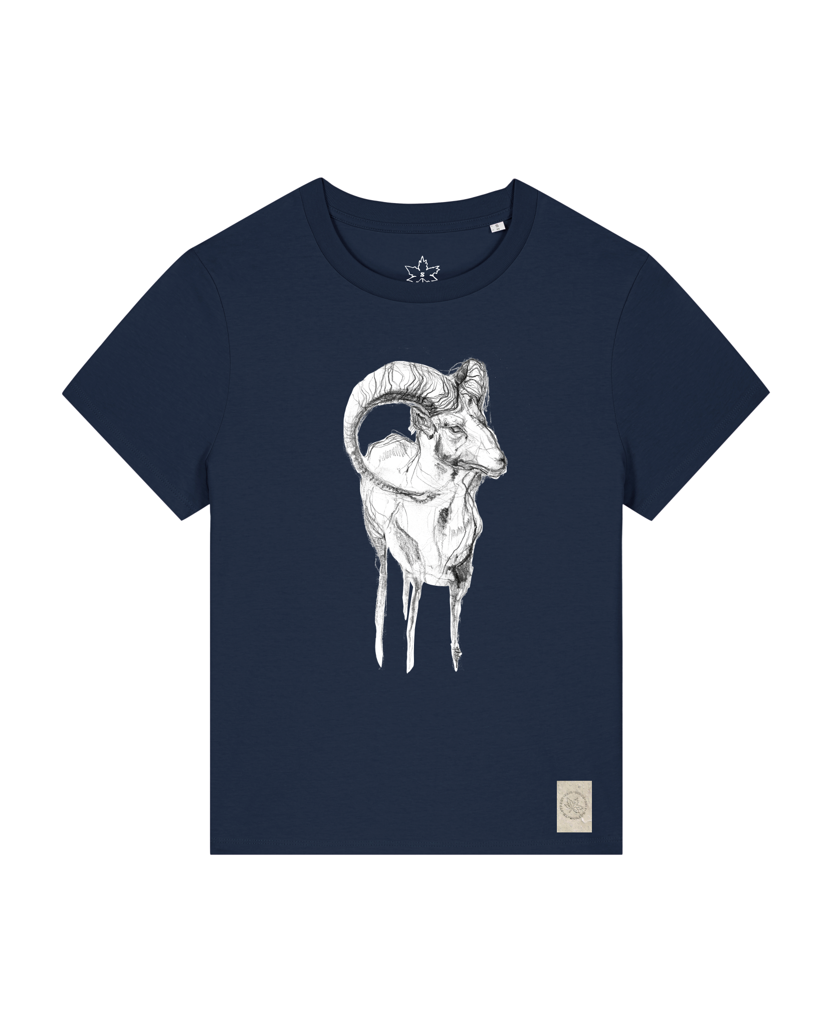 bio-female-medium fit-tshirt-ibex-sttw172-marine-front