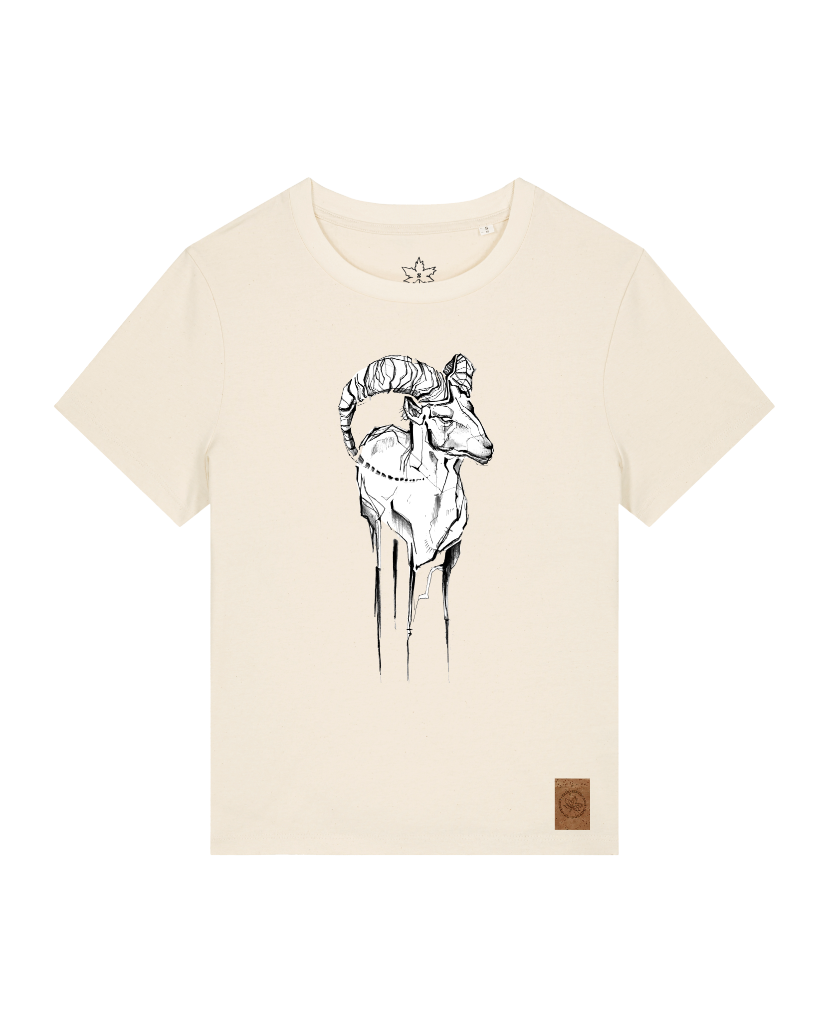 bio-female-medium fit-tshirt-ibex-sttw172-natur-front