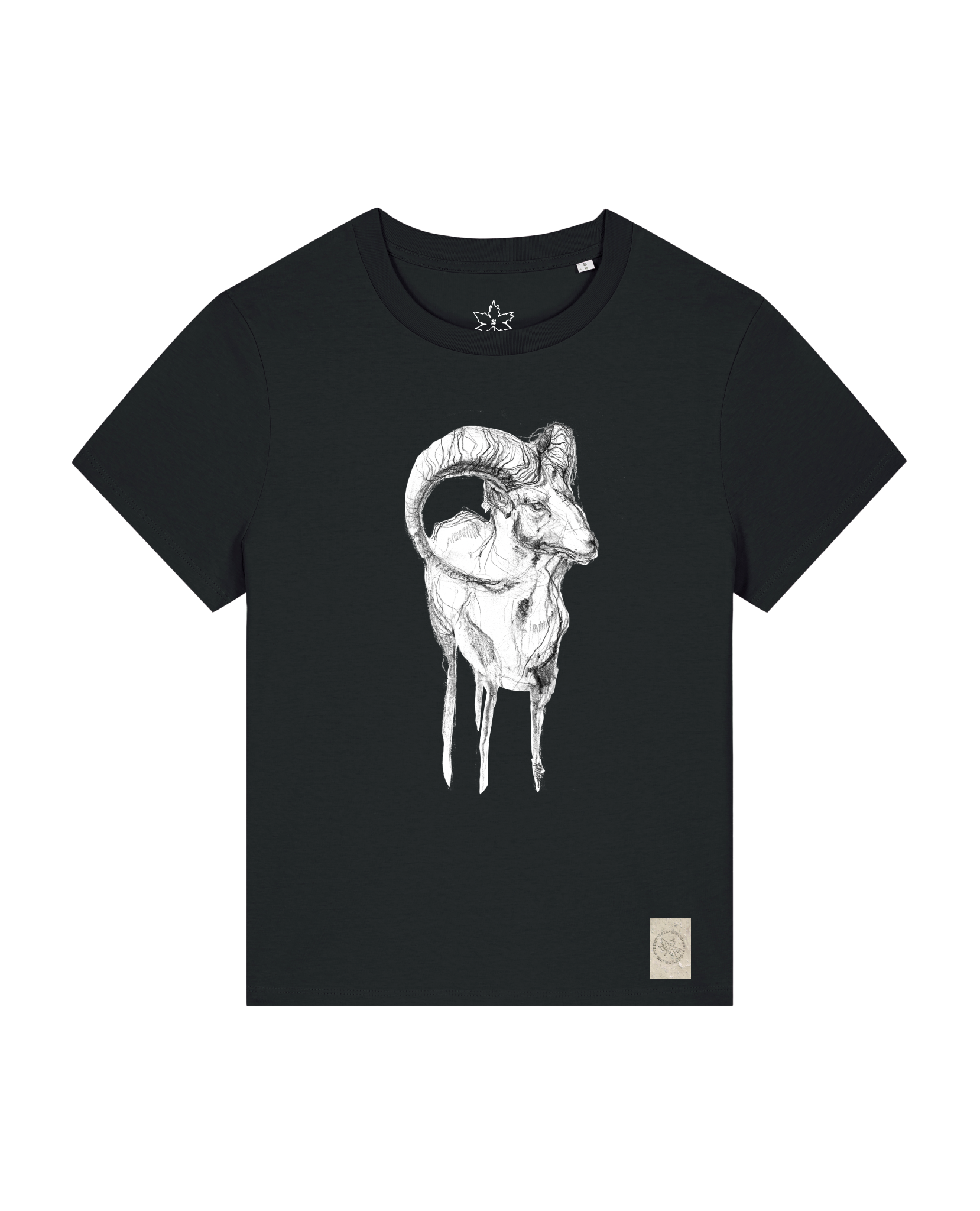 bio-female-medium fit-tshirt-ibex-sttw172-schwarz-front