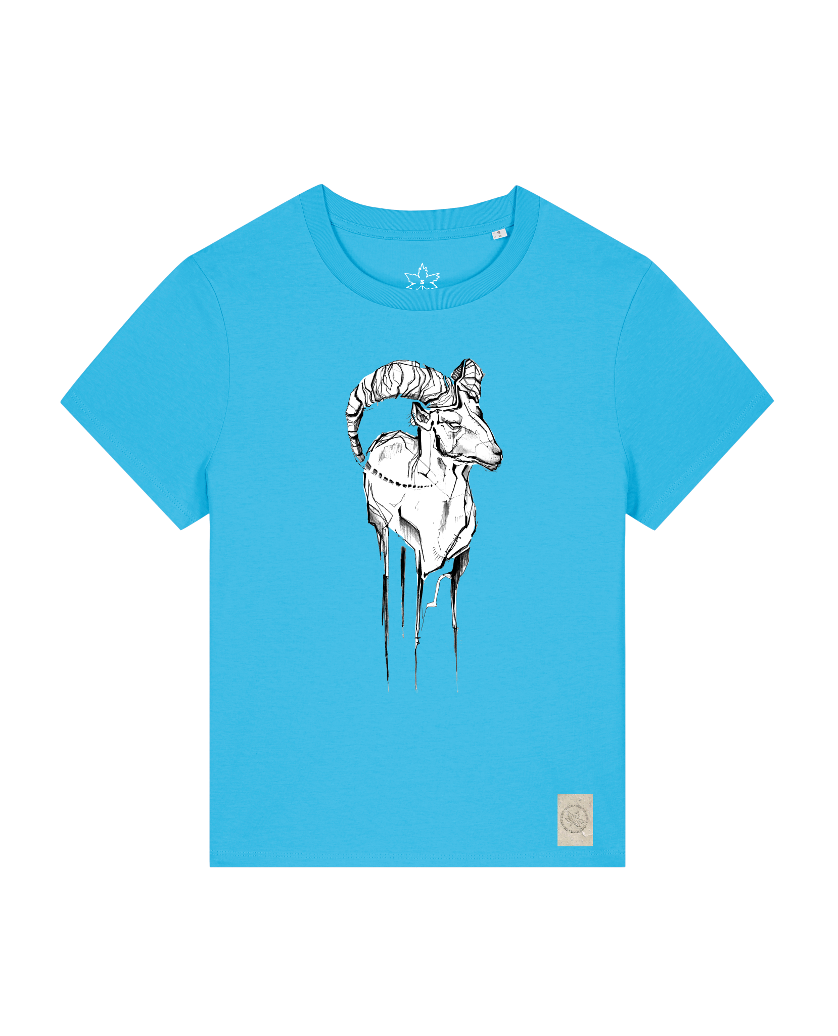 bio-female-medium fit-tshirt-ibex-sttw172-wasserblau-front