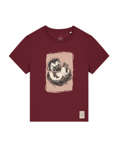 bio-female-medium fit-tshirt-igel-sttw172-burgunder rot-front
