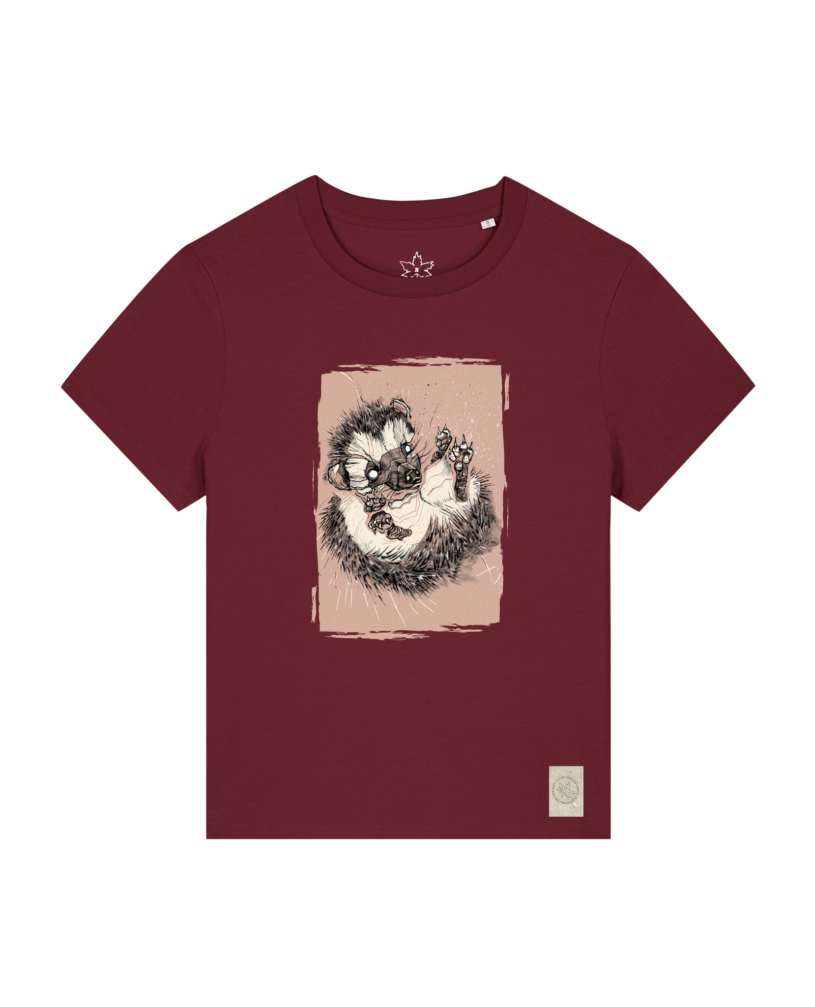 bio-female-medium fit-tshirt-igel-sttw172-burgunder rot-front
