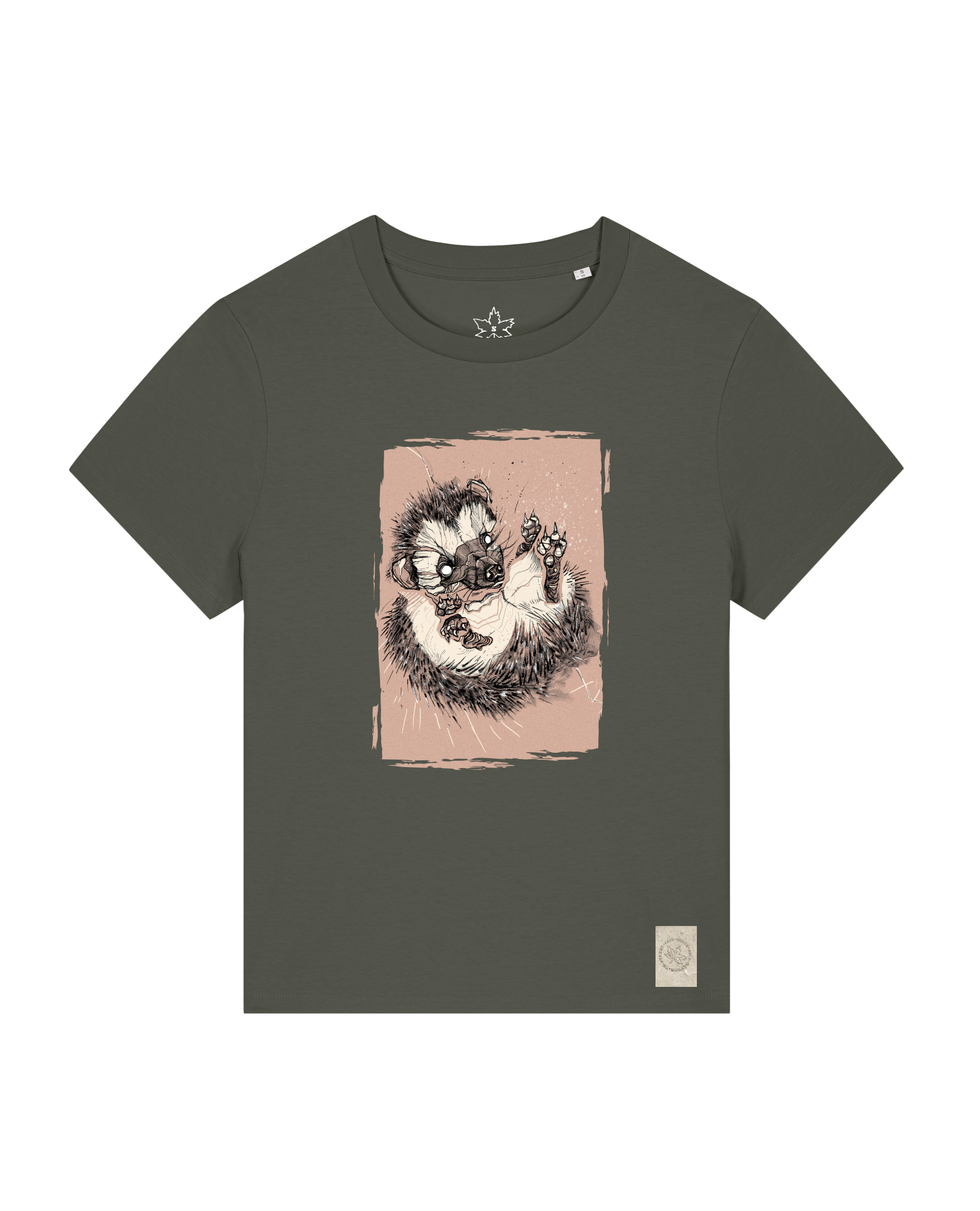 bio-female-medium fit-tshirt-igel-sttw172-grunkohl-front