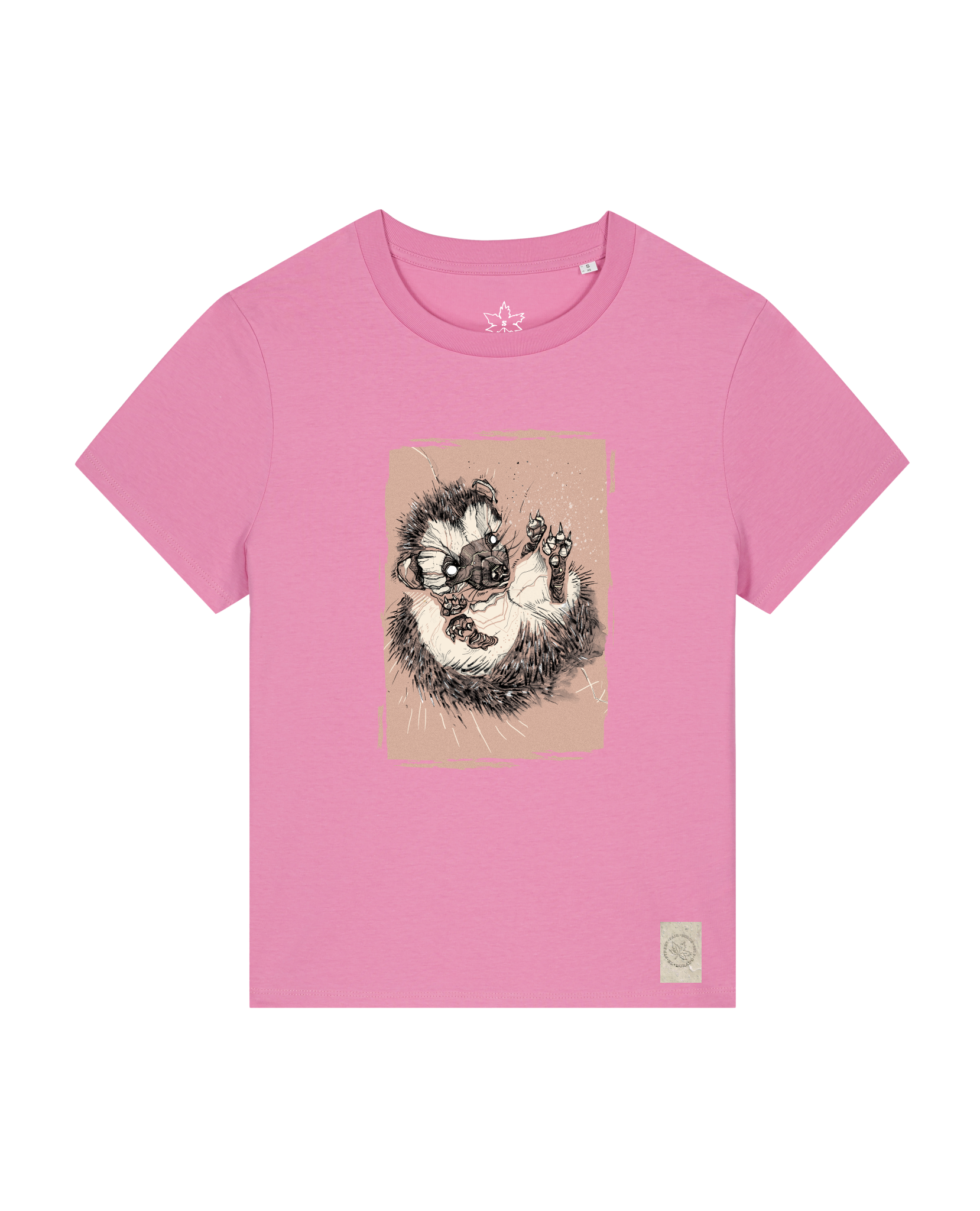 bio-female-medium fit-tshirt-igel-sttw172-kaugummi-front