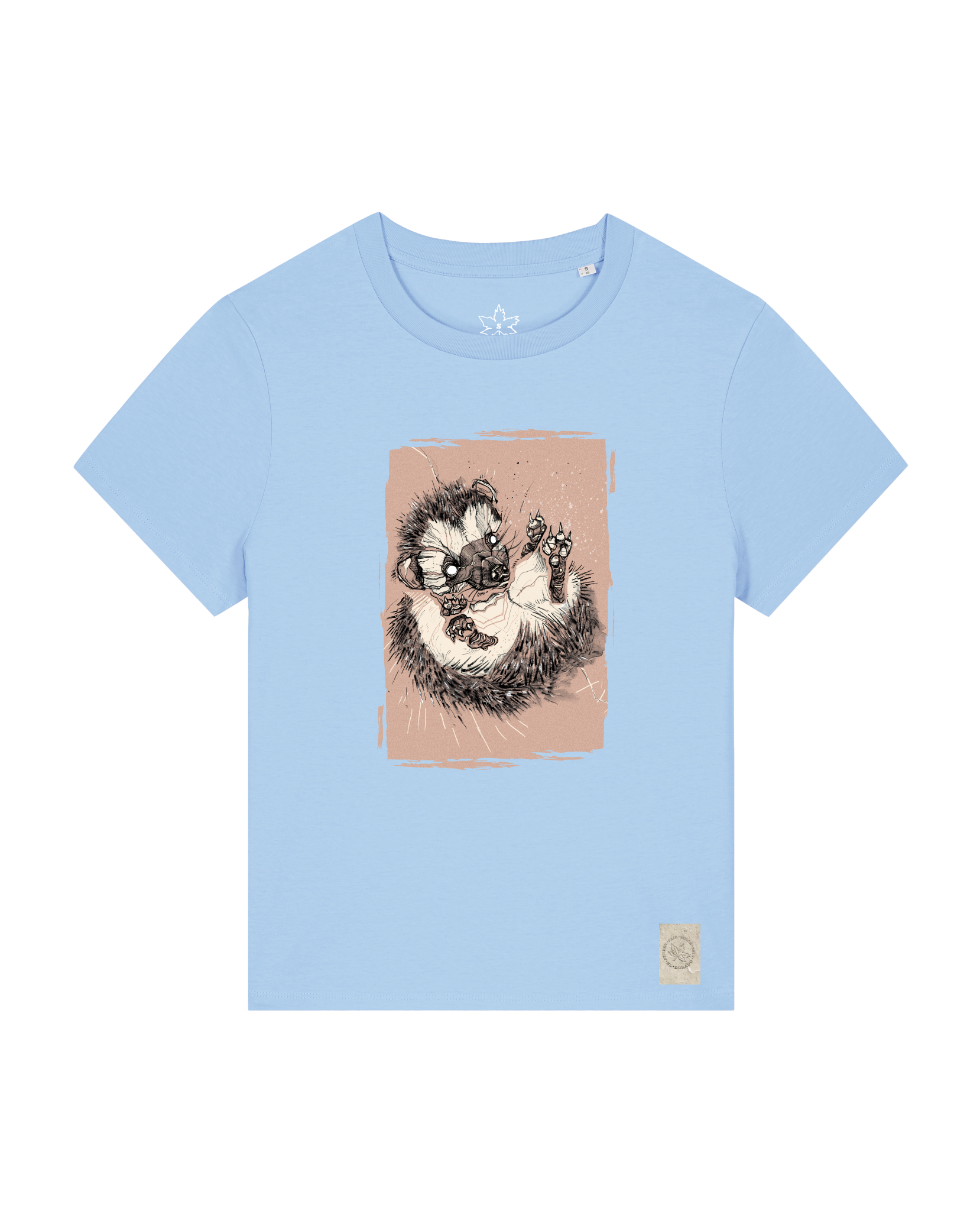 bio-female-medium fit-tshirt-igel-sttw172-lagune-front