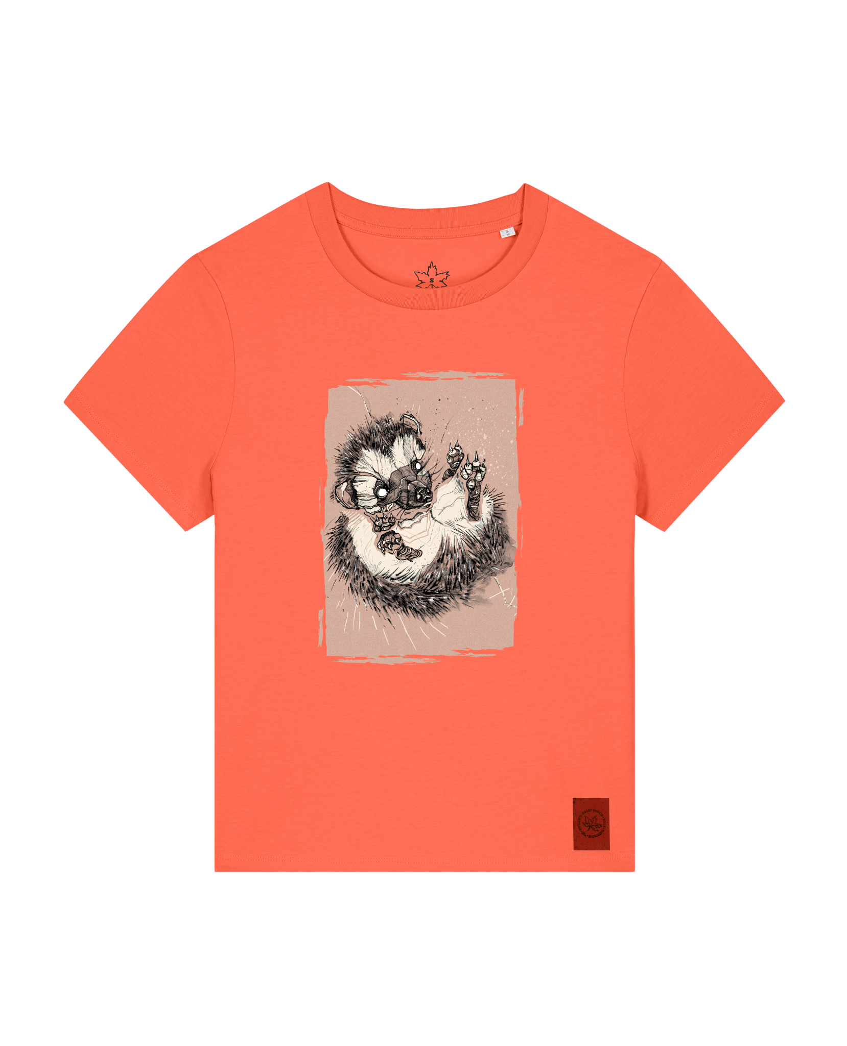 bio-female-medium fit-tshirt-igel-sttw172-mandarine-front