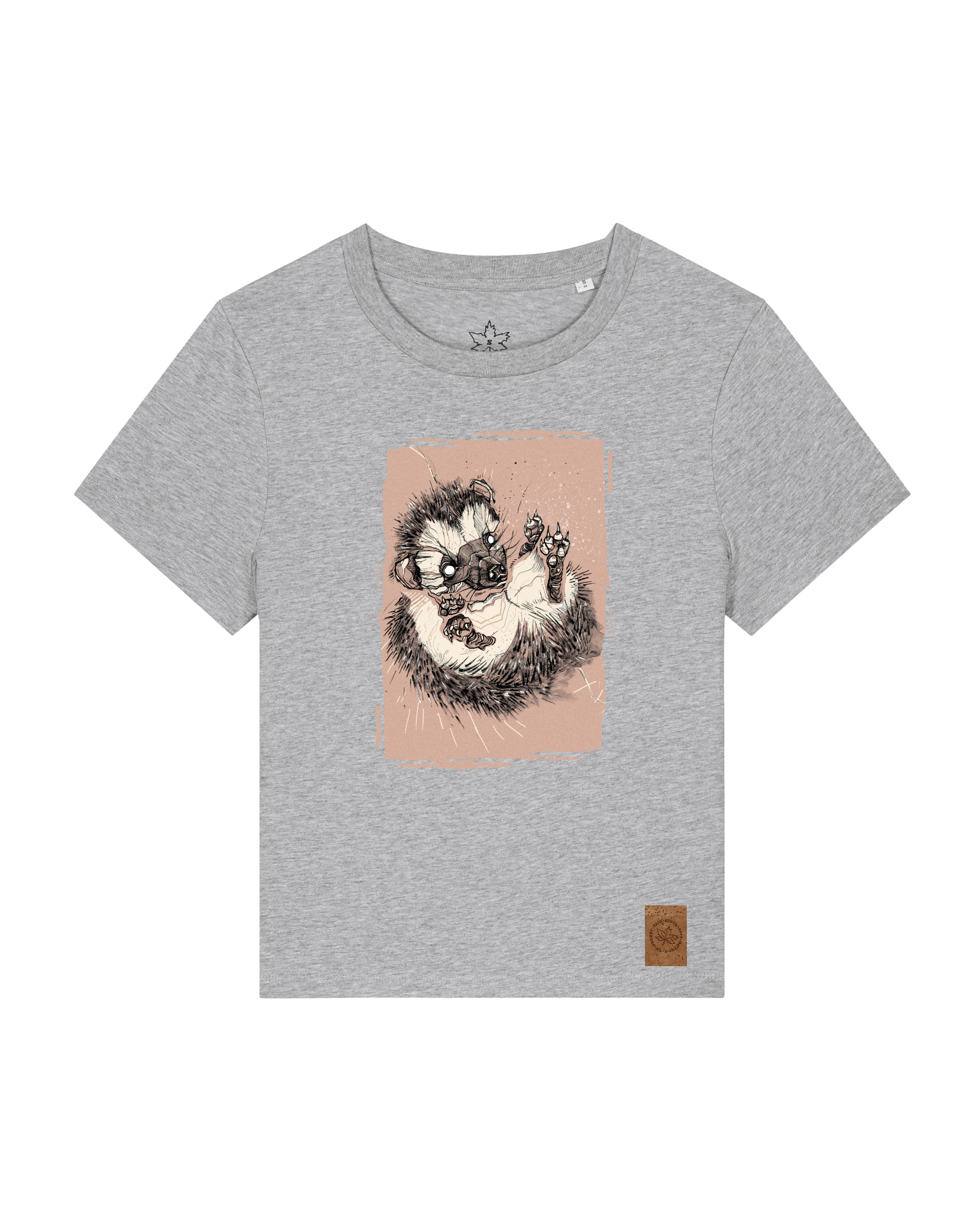 bio-female-medium fit-tshirt-igel-sttw172-mausgrau-front