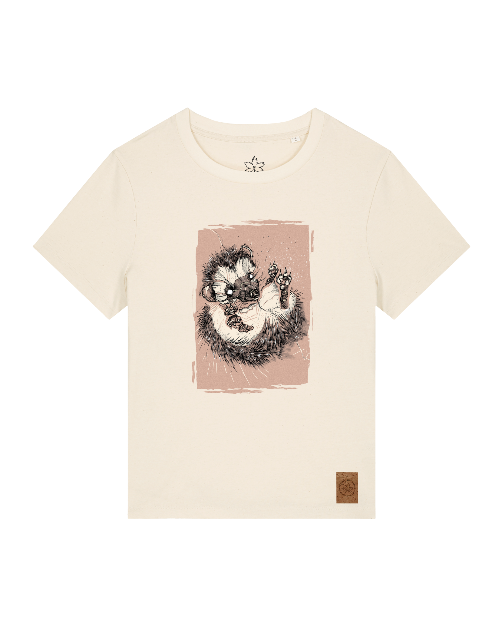 bio-female-medium fit-tshirt-igel-sttw172-natur-front