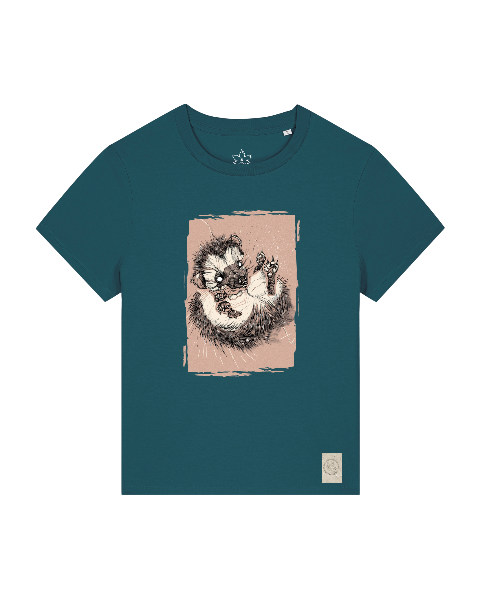 bio-female-medium fit-tshirt-igel-sttw172-nordmanntanne-front