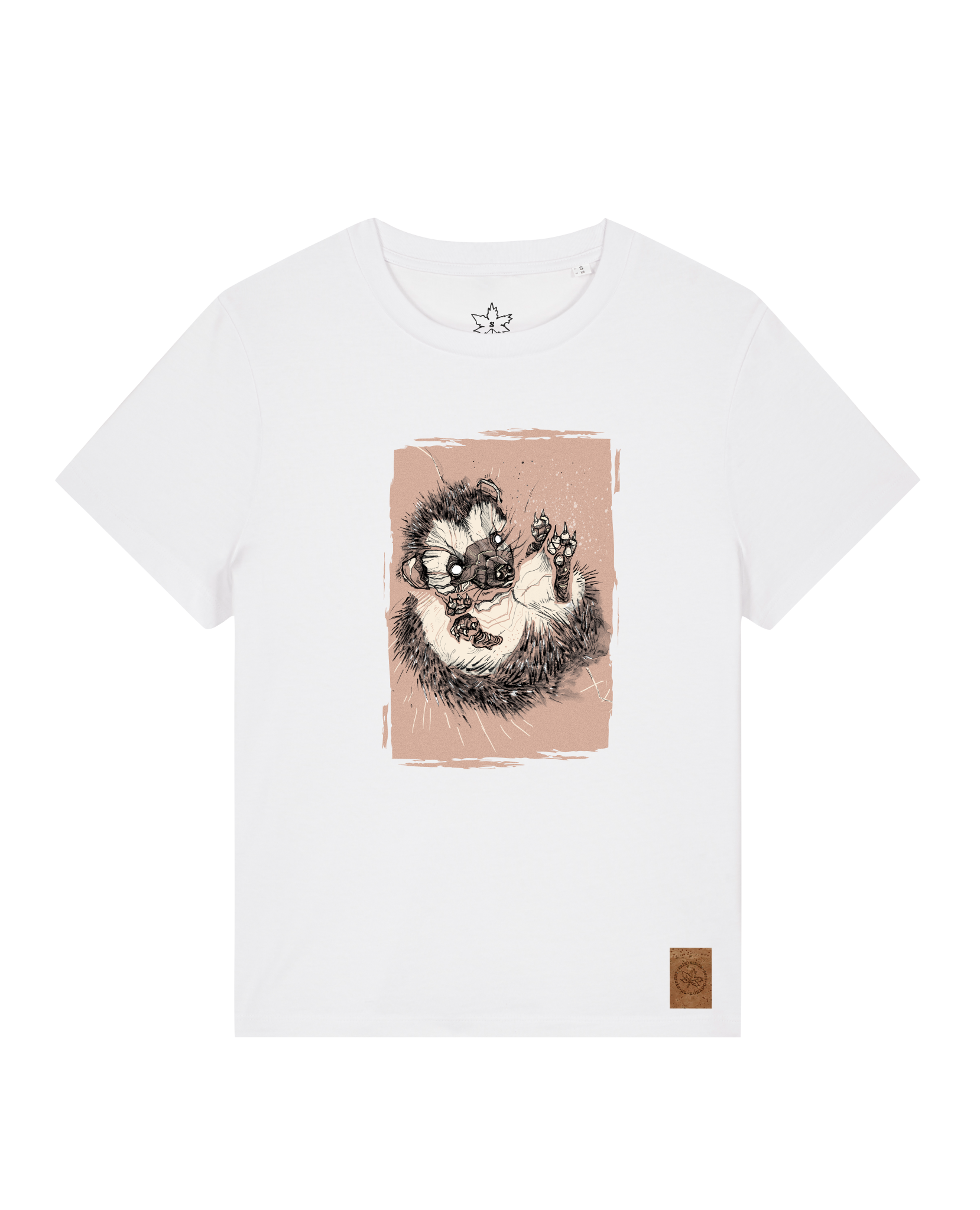 bio-female-medium fit-tshirt-igel-sttw172-weiß-front