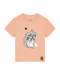bio-female-medium fit-tshirt-iguana-sttw172-agyptische keramik-front