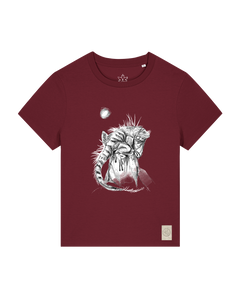 bio-female-medium fit-tshirt-iguana-sttw172-burgunder rot-front