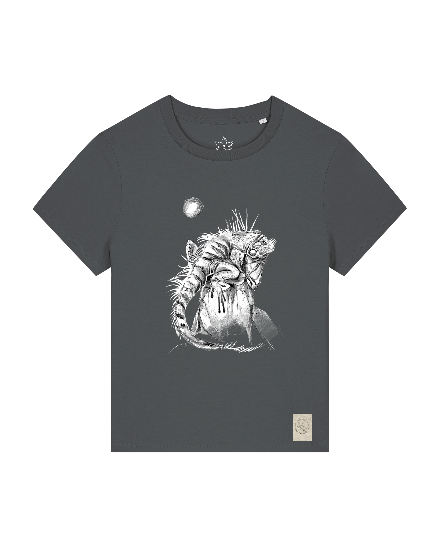 bio-female-medium fit-tshirt-iguana-sttw172-eisen-front