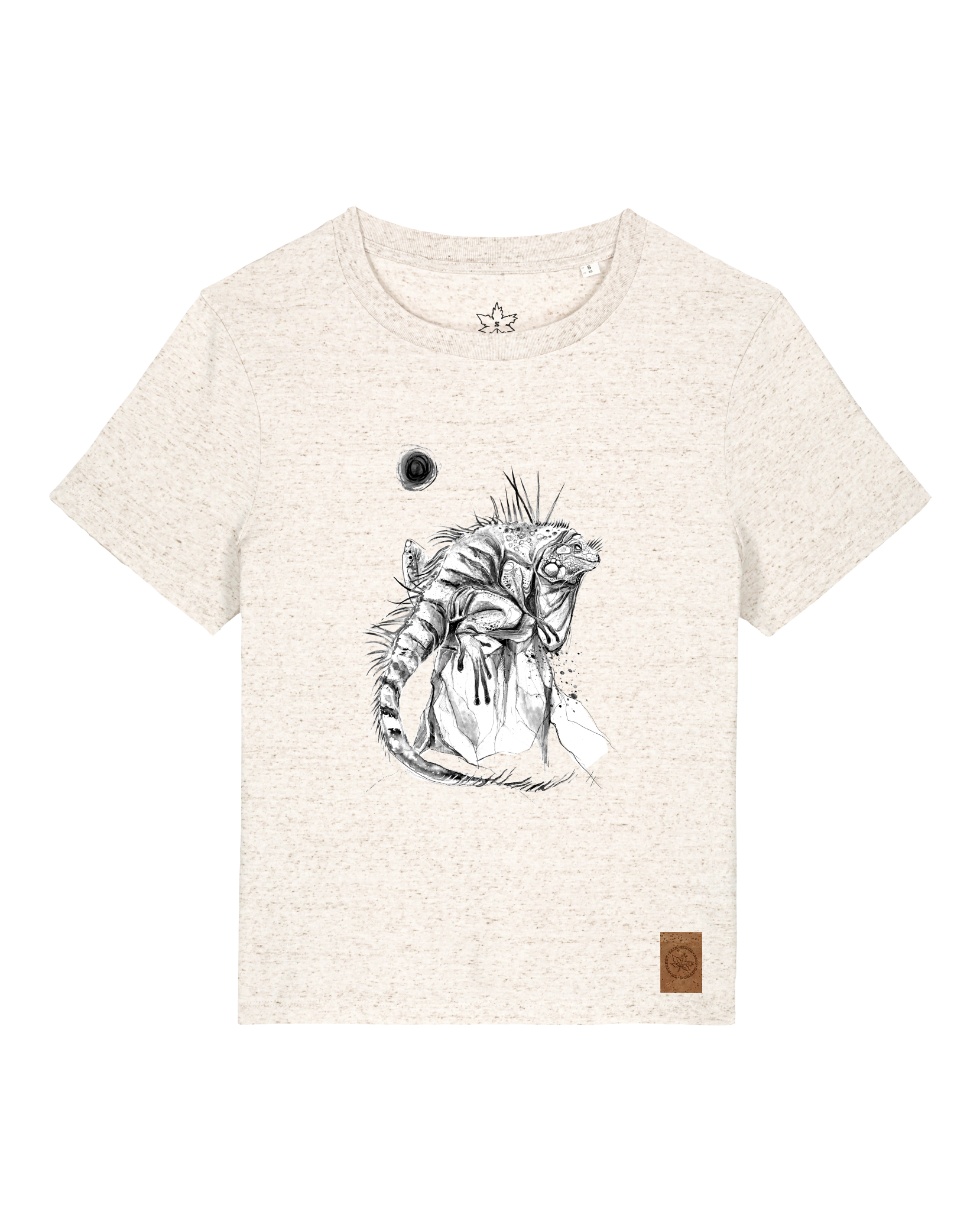 bio-female-medium fit-tshirt-iguana-sttw172-elbsandstein-front