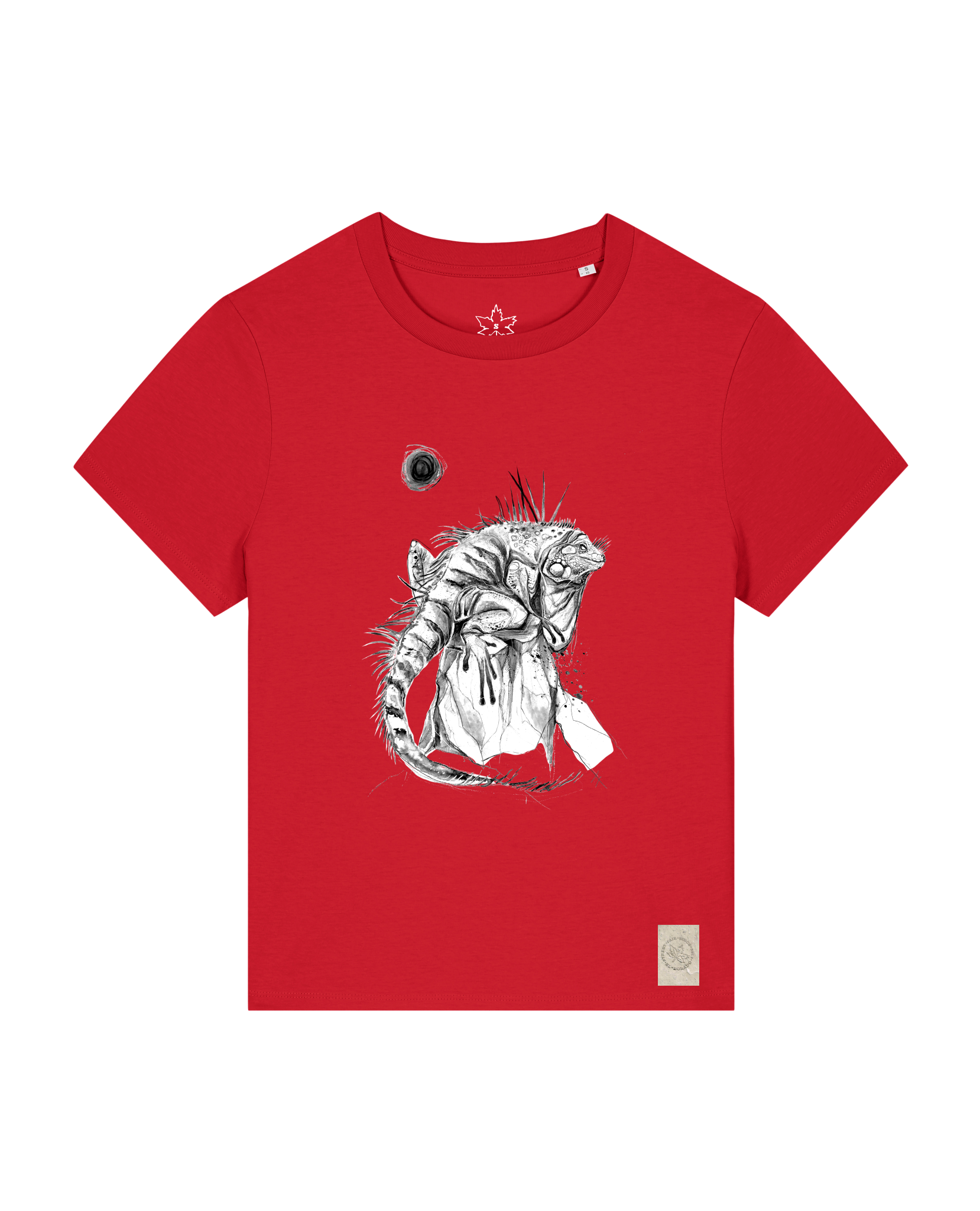 bio-female-medium fit-tshirt-iguana-sttw172-erdbeere-front
