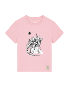 bio-female-medium fit-tshirt-iguana-sttw172-flamingo-front