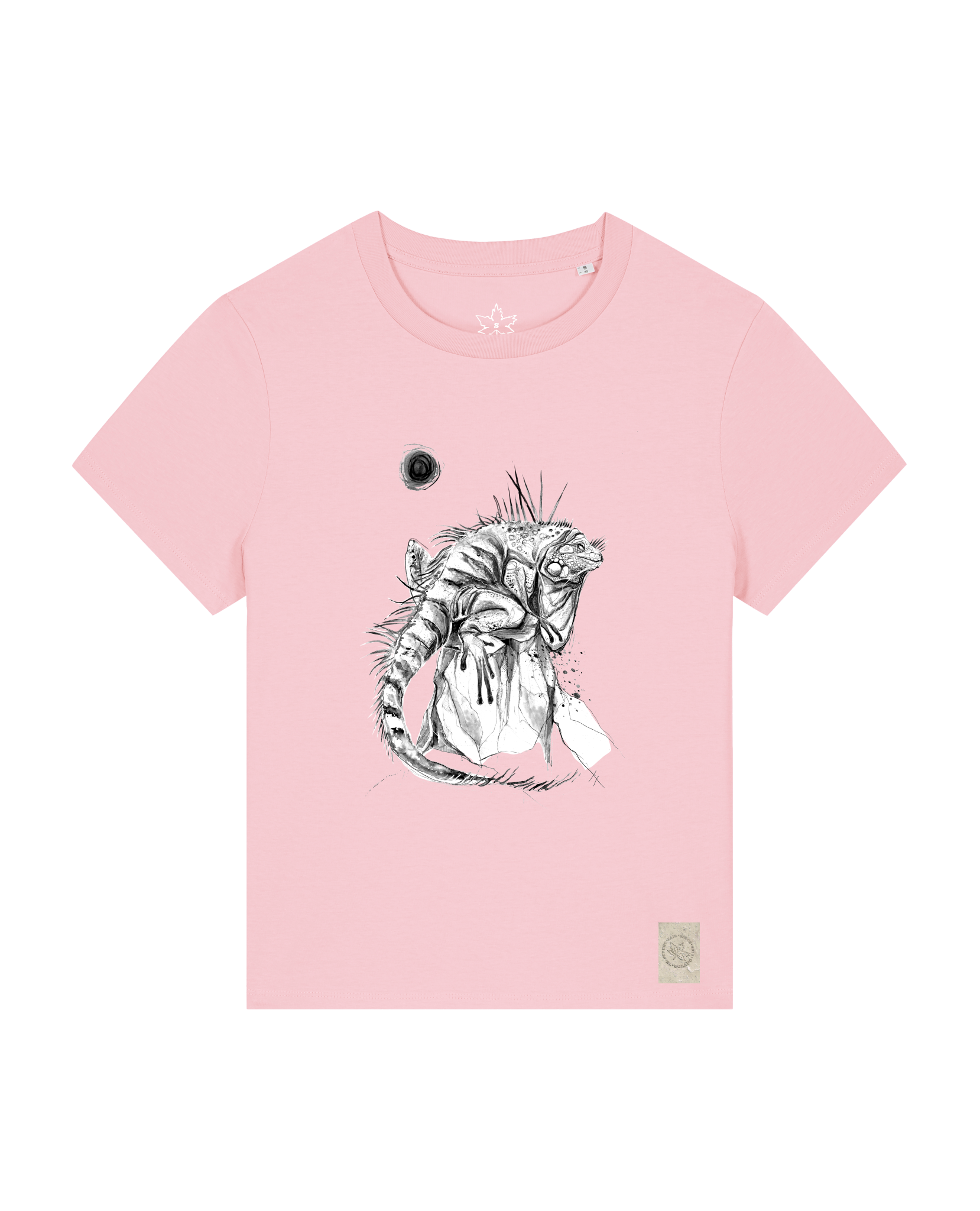 bio-female-medium fit-tshirt-iguana-sttw172-flamingo-front