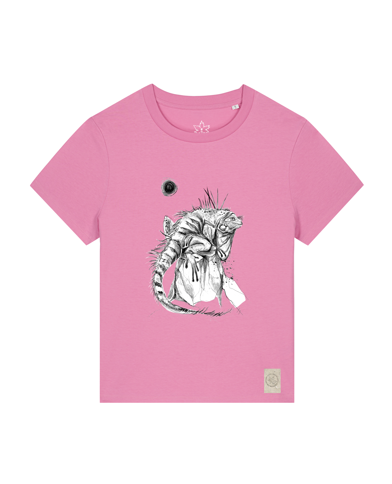 bio-female-medium fit-tshirt-iguana-sttw172-kaugummi-front