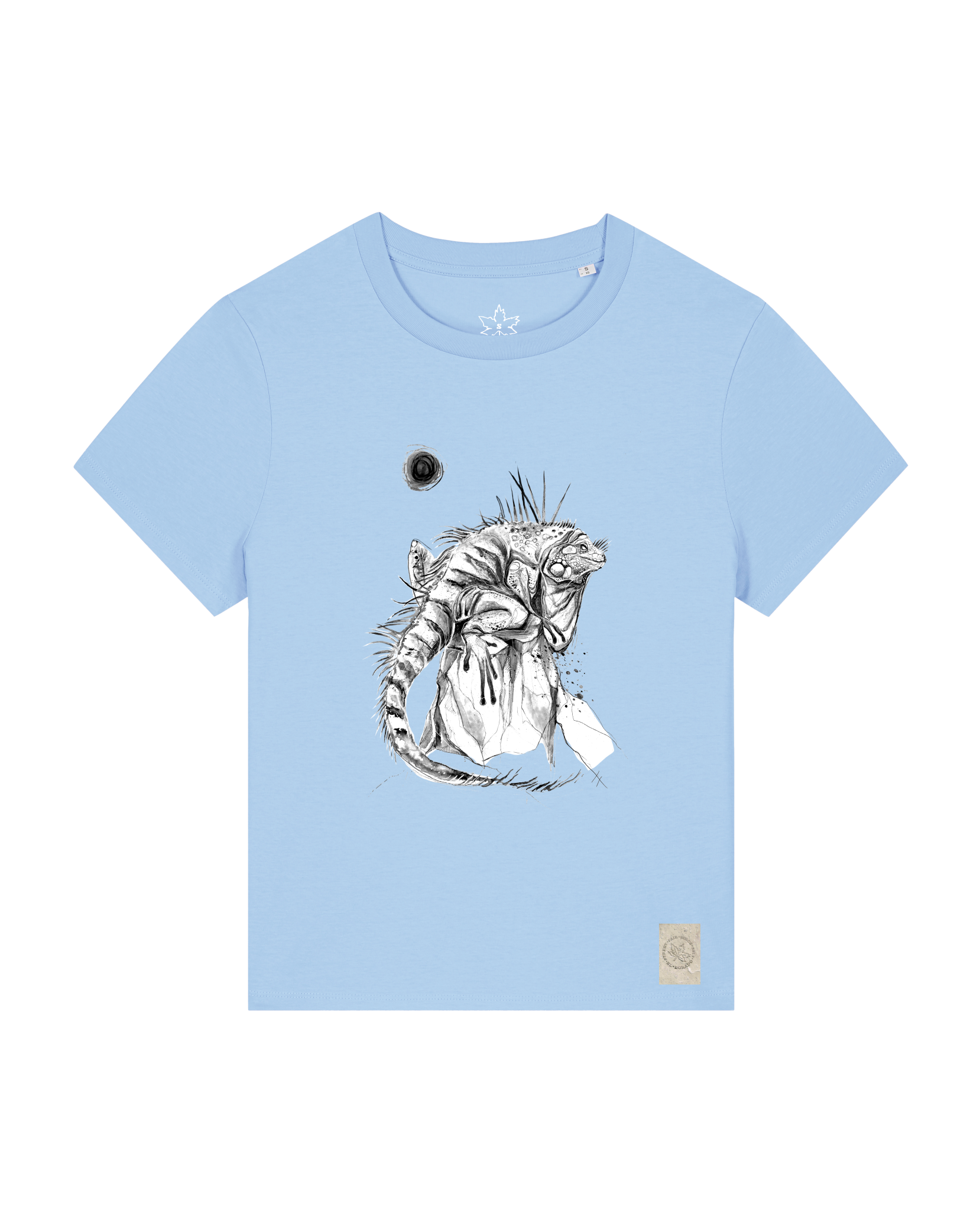 bio-female-medium fit-tshirt-iguana-sttw172-lagune-front