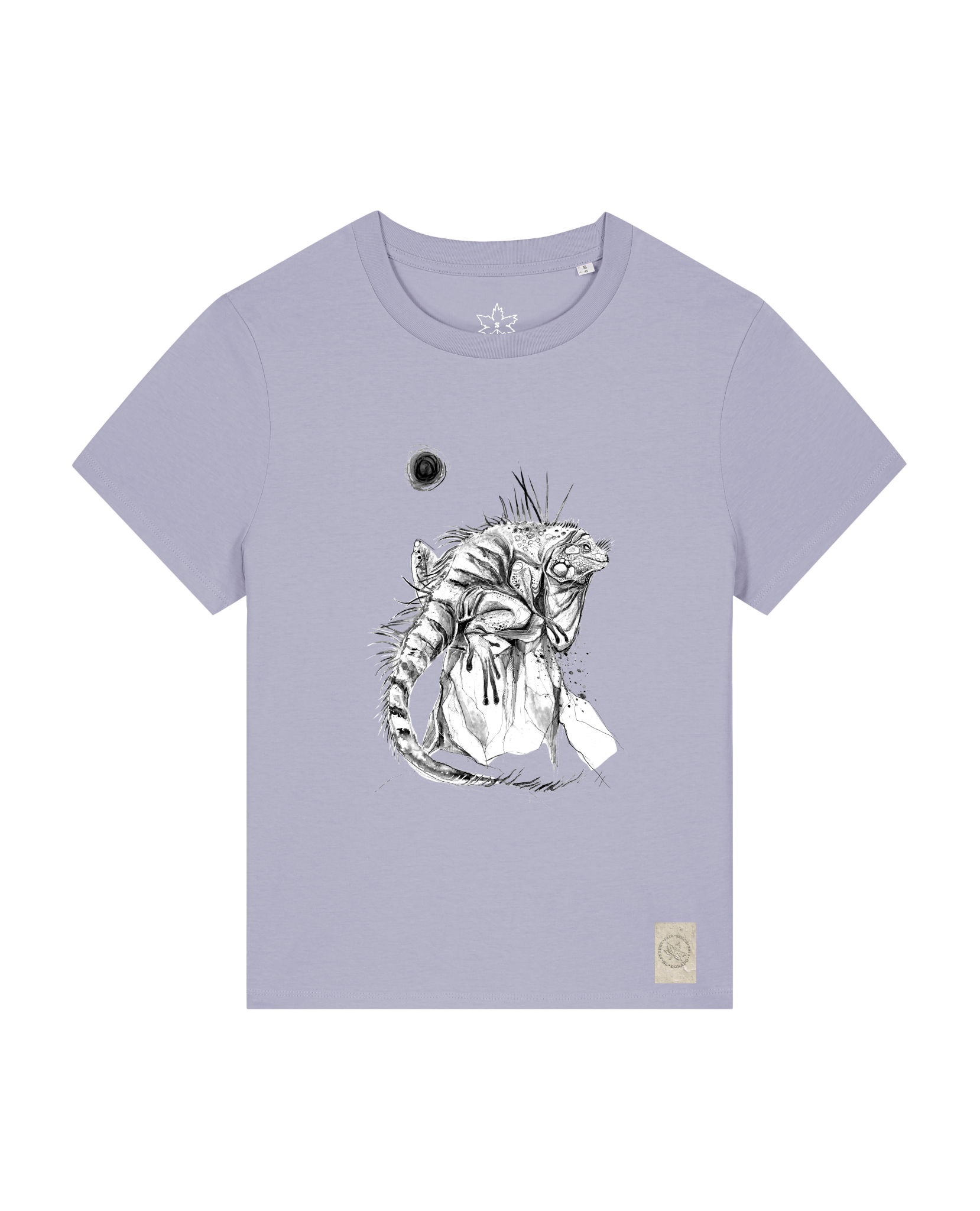 bio-female-medium fit-tshirt-iguana-sttw172-lavender-front