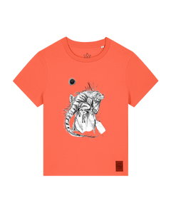 bio-female-medium fit-tshirt-iguana-sttw172-mandarine-front