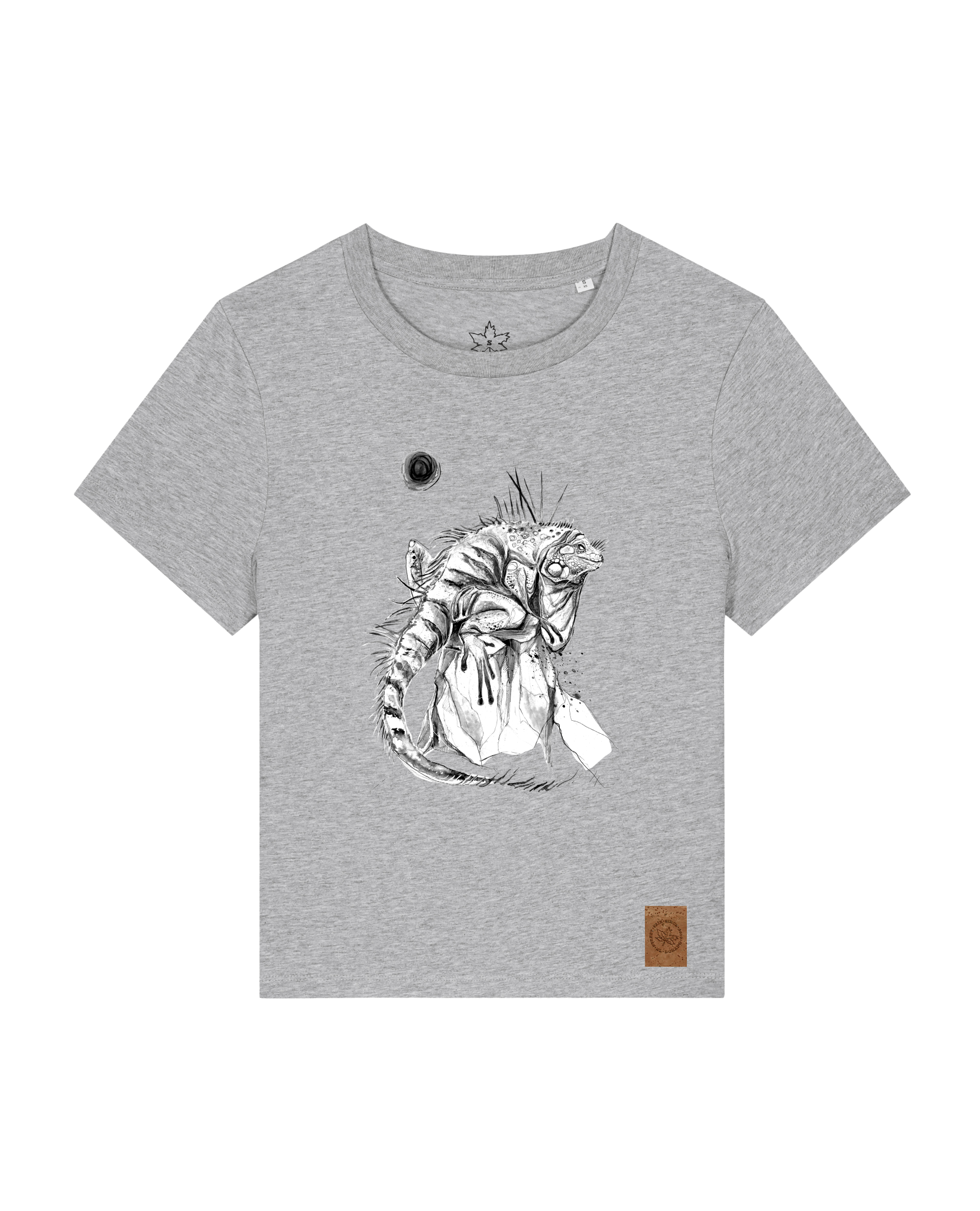 bio-female-medium fit-tshirt-iguana-sttw172-mausgrau-front