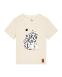 bio-female-medium fit-tshirt-iguana-sttw172-natur-front