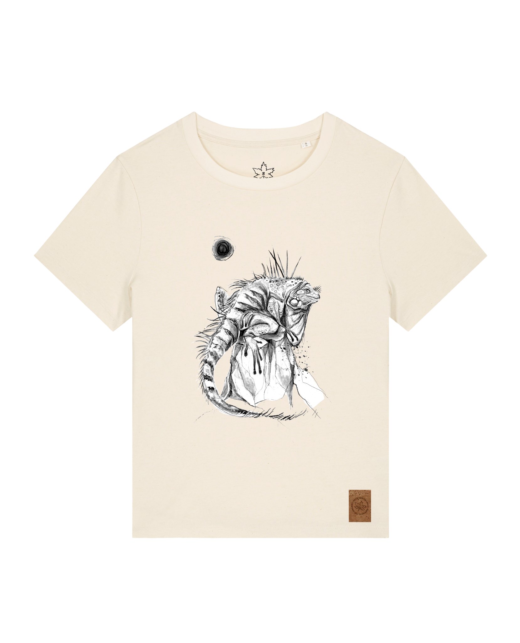 bio-female-medium fit-tshirt-iguana-sttw172-natur-front