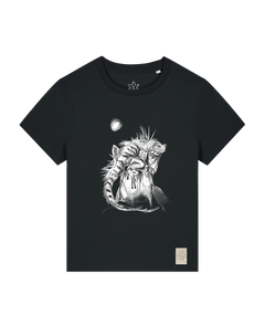 bio-female-medium fit-tshirt-iguana-sttw172-schwarz-front