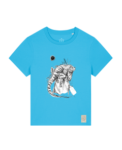 bio-female-medium fit-tshirt-iguana-sttw172-wasserblau-front