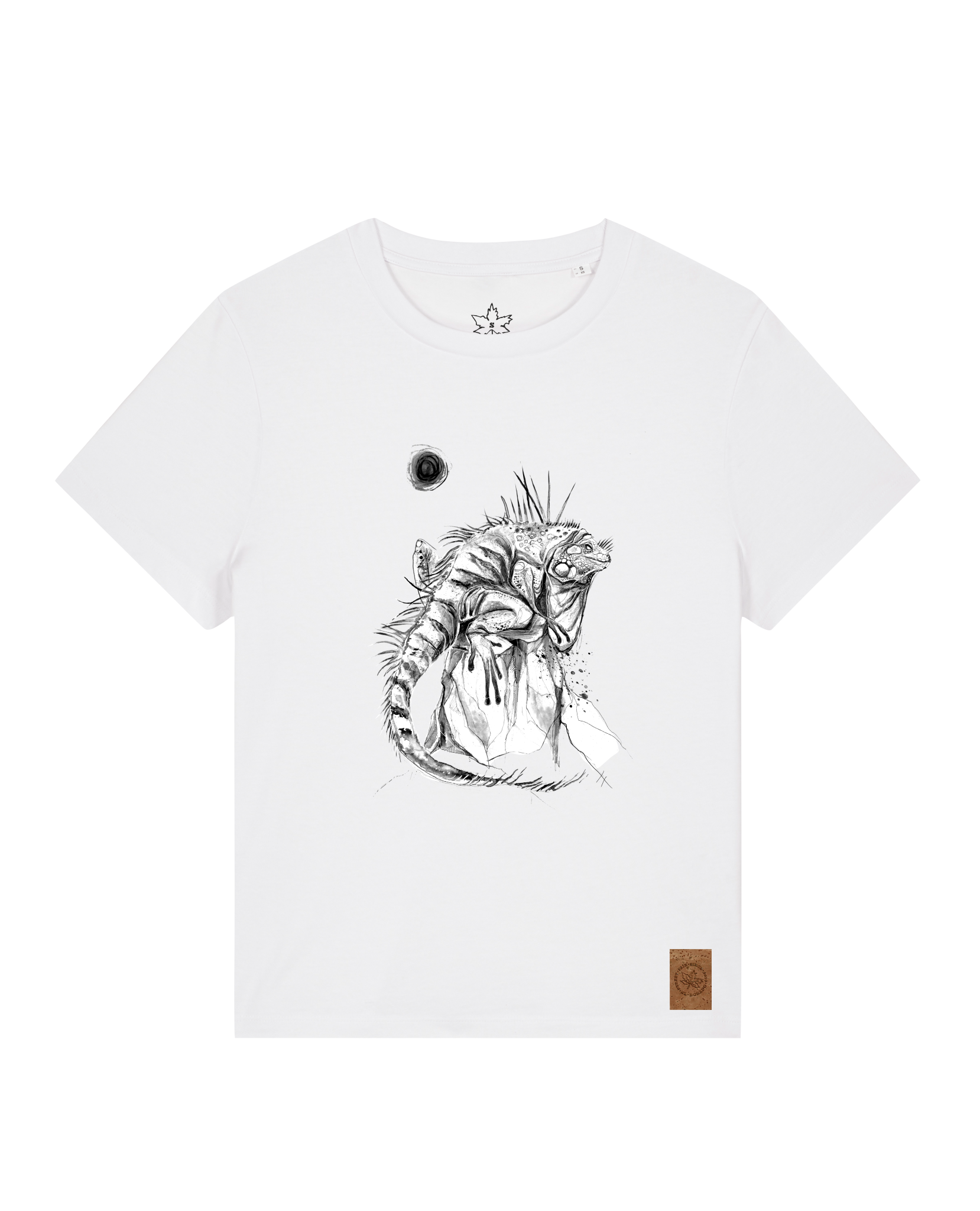 bio-female-medium fit-tshirt-iguana-sttw172-weiß-front