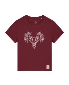 bio-female-medium fit-tshirt-king of wood-sttw172-burgunder rot-front