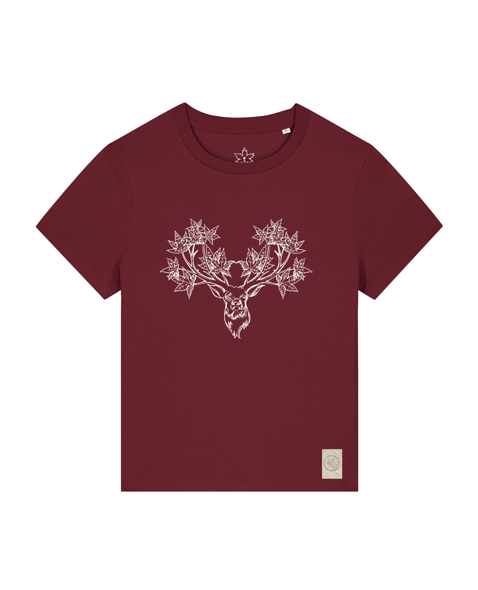 bio-female-medium fit-tshirt-king of wood-sttw172-burgunder rot-front