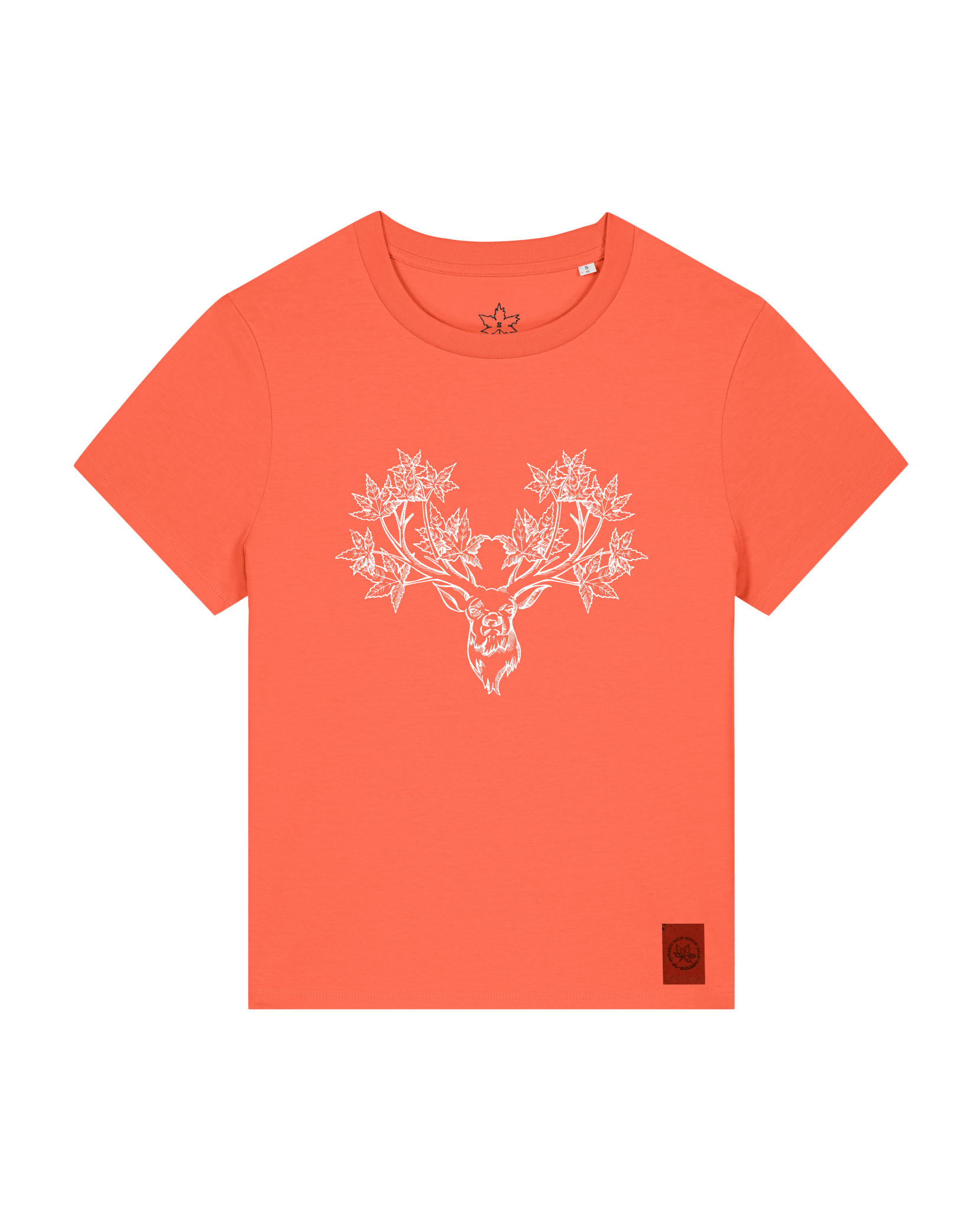 bio-female-medium fit-tshirt-king of wood-sttw172-mandarine-front