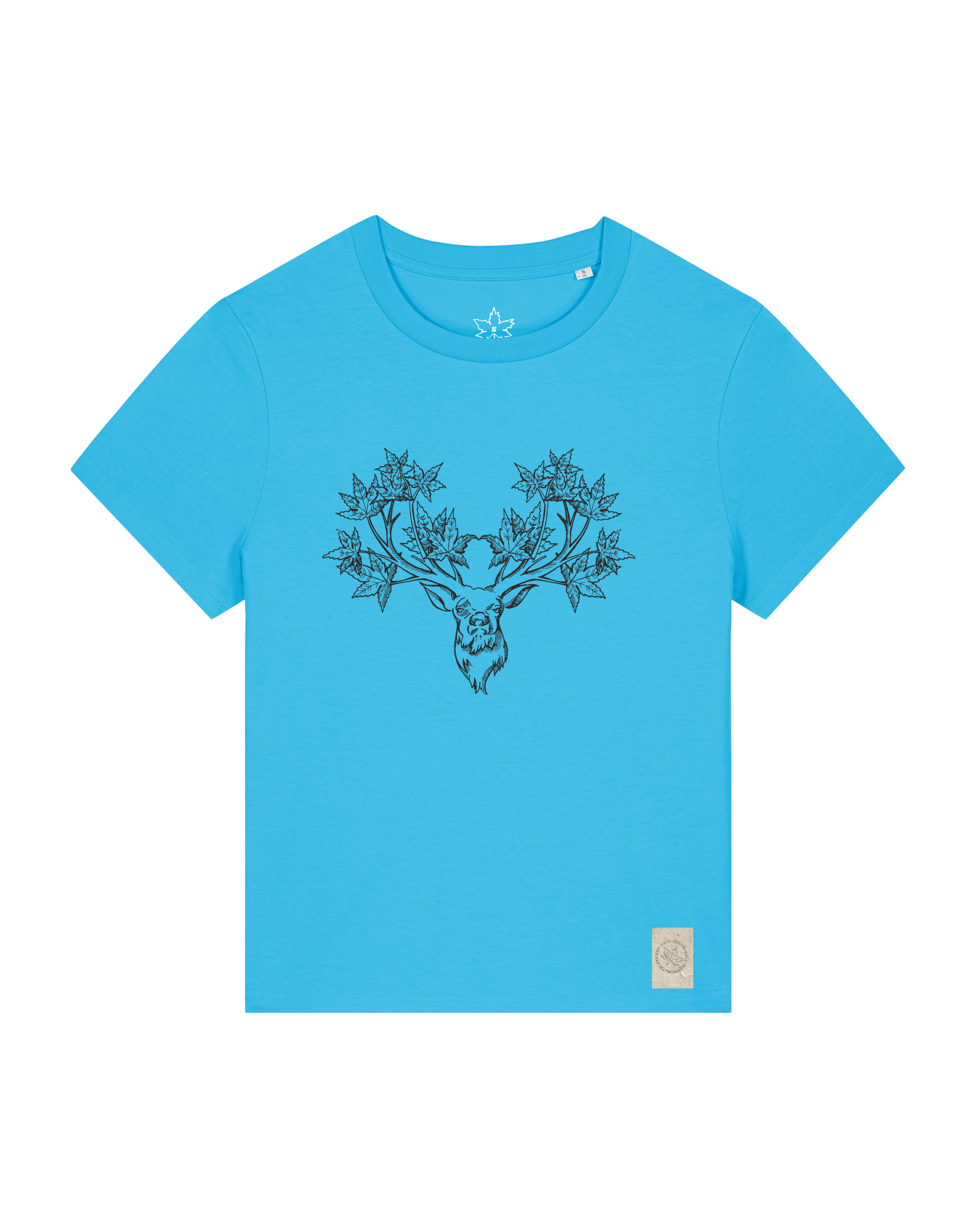 bio-female-medium fit-tshirt-king of wood-sttw172-wasserblau-front