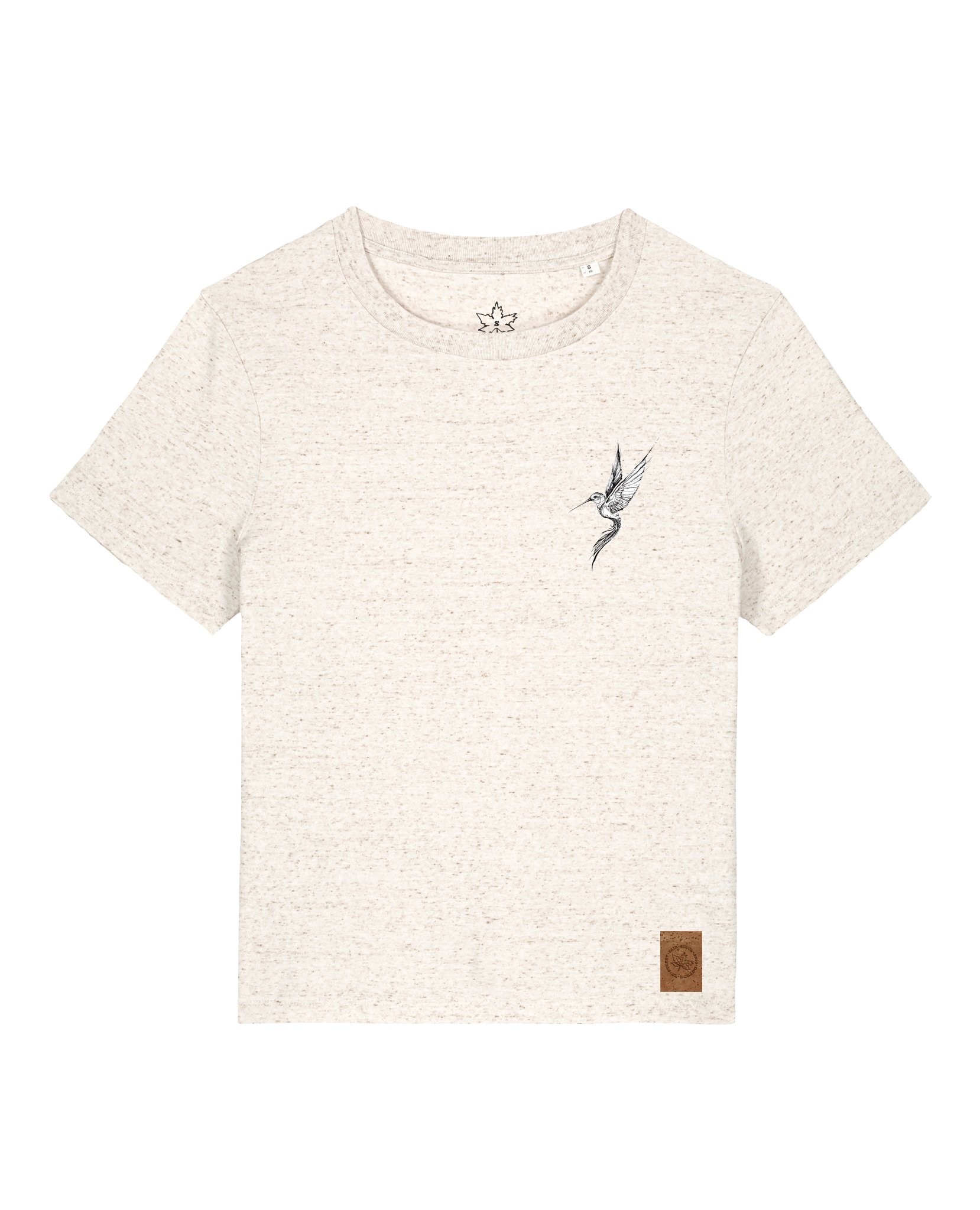 bio-female-medium fit-tshirt-kolibri (backprint)-sttw172-elbsandstein-front