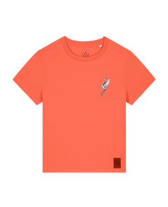 bio-female-medium fit-tshirt-kolibri (backprint)-sttw172-mandarine-front